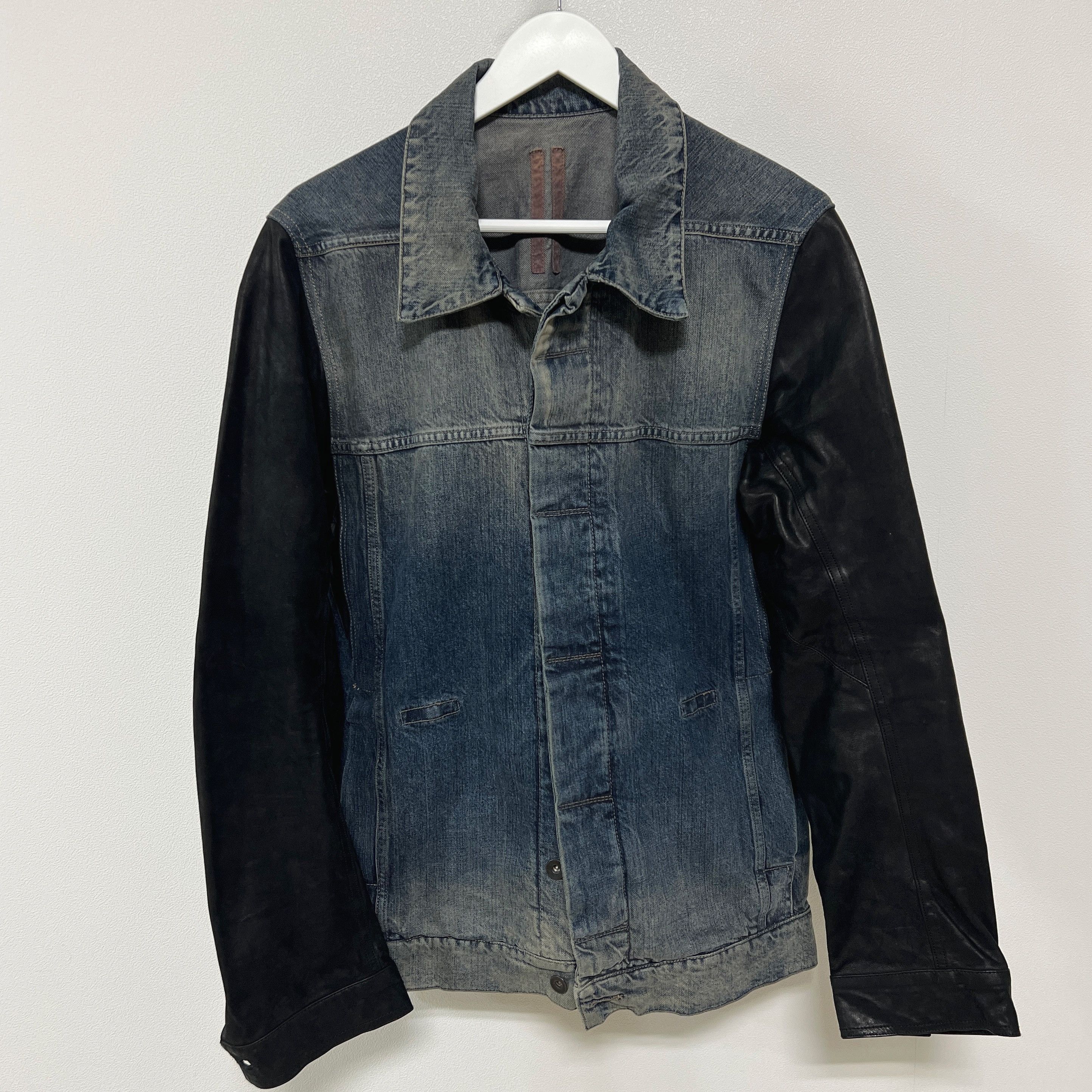 Rick Owens Rick Owens SS14 DRKSHDW Leather Sleeve Denim Jacket Hustler Size US L / EU 52-54 / 3 - 3 Thumbnail
