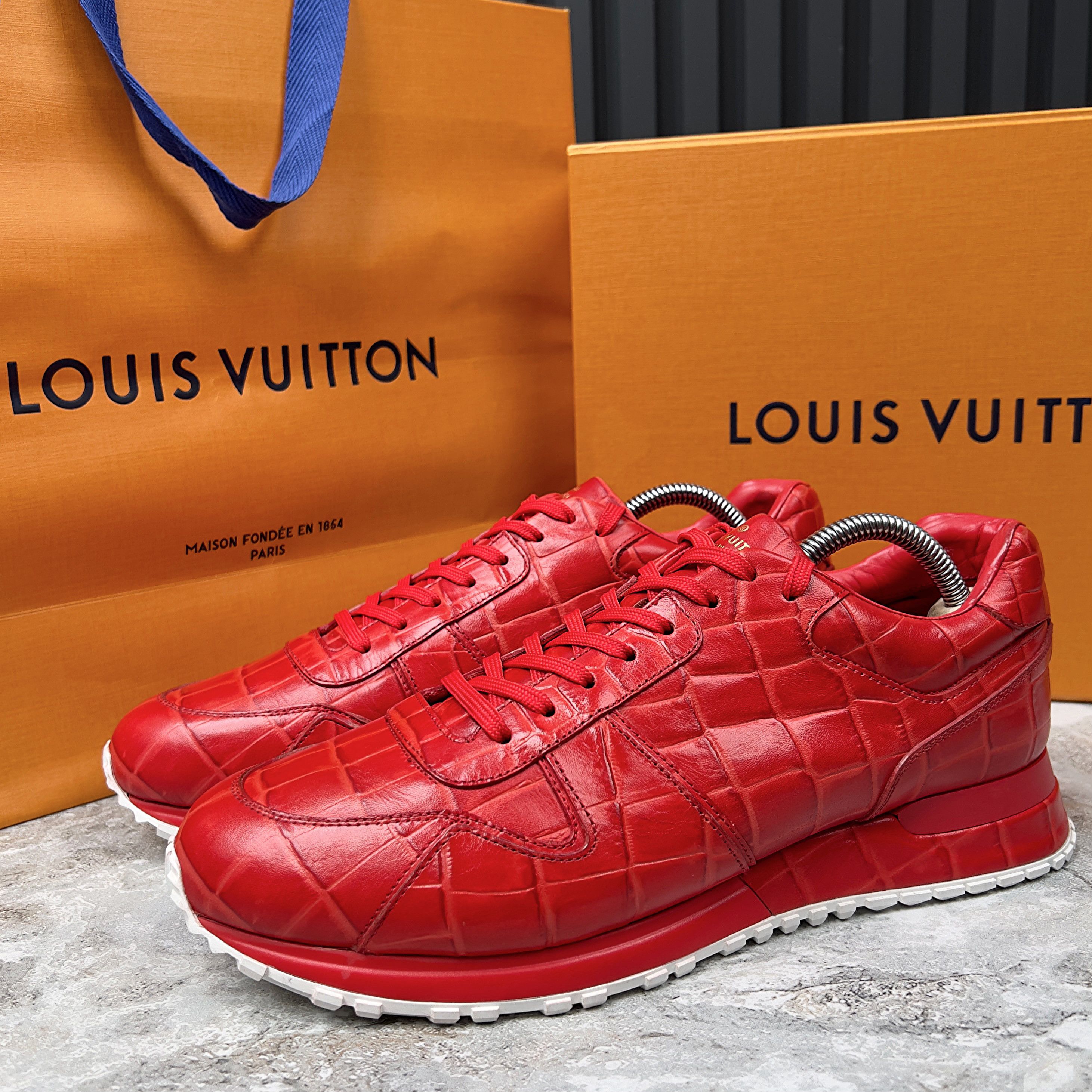Louis Vuitton Louis Vuitton Run Away Sneakers Croco Embossed Leather ...