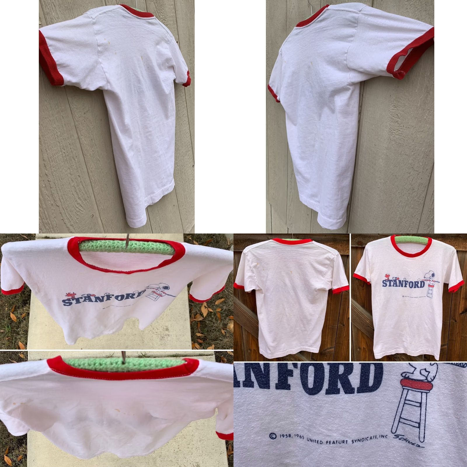 Champion VINTAGE Champion Stanford ringer tee T-Shirt Snoopy Peanuts Pool Game Champion blue bar M Mens Shirts Theme California Cartoon University Size US M / EU 48-50 / 2 - 8 Thumbnail