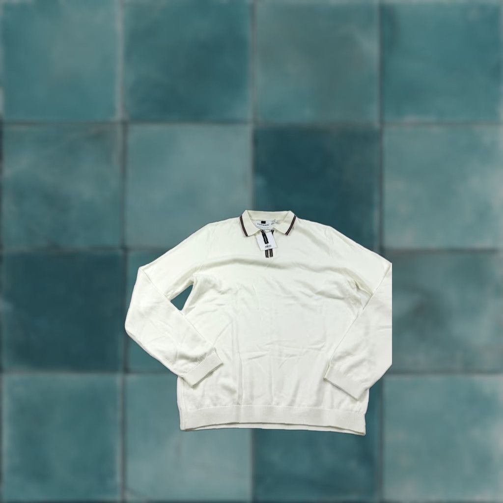 Topman Topman Pullover Sweater Mens Medium White Knit Collared Zip Long Sleeve Lightweight Size US M / EU 48-50 / 2 - 1 Thumbnail