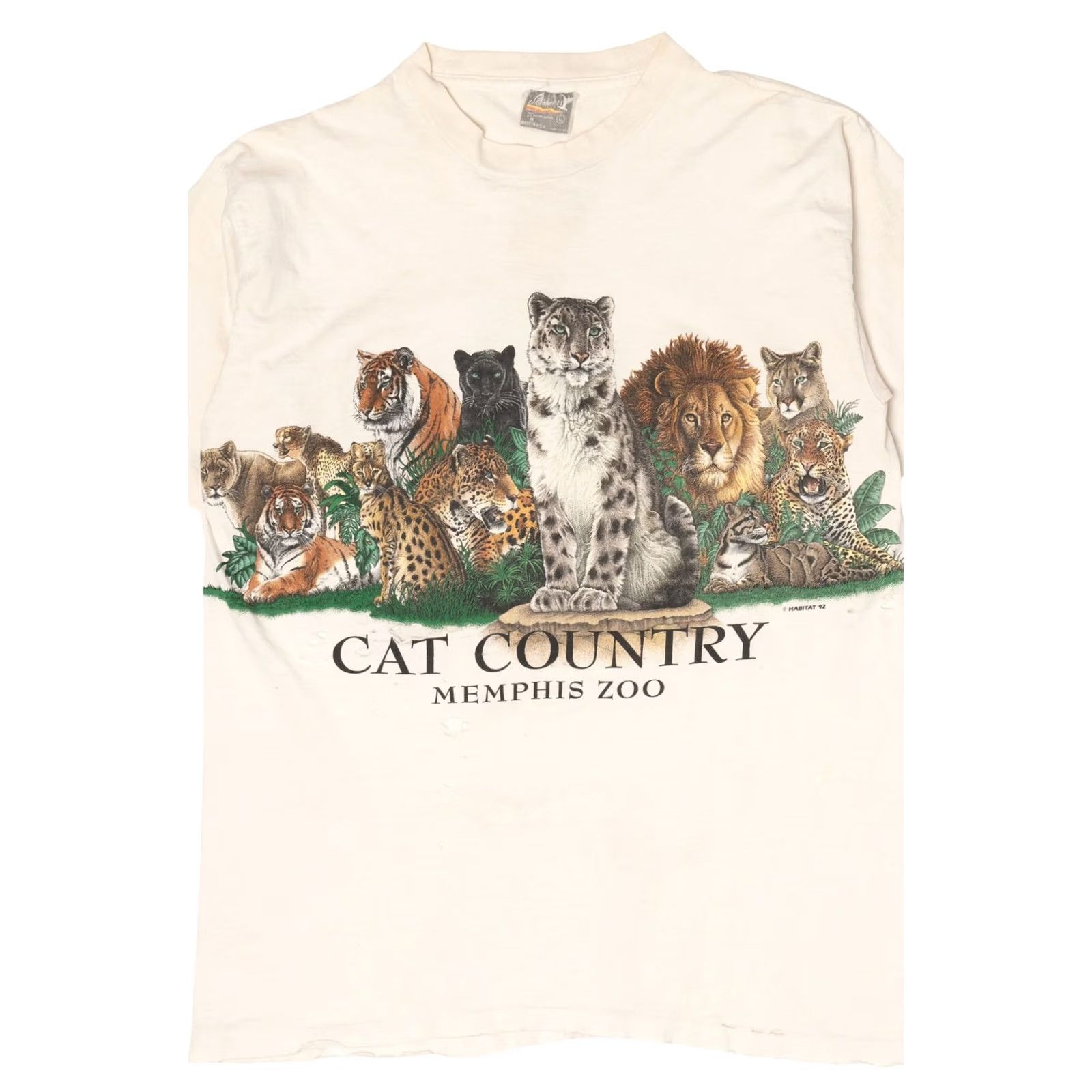 Vintage VINTAGE Skimmers T-Shirt White Short Sleeve Large Unisex Adults 1990s Thrashed Cat Country Memphis Zoo Big Cats Wrap Around Men Womens Boys Girls Size US L / EU 52-54 / 3 - 3 Thumbnail