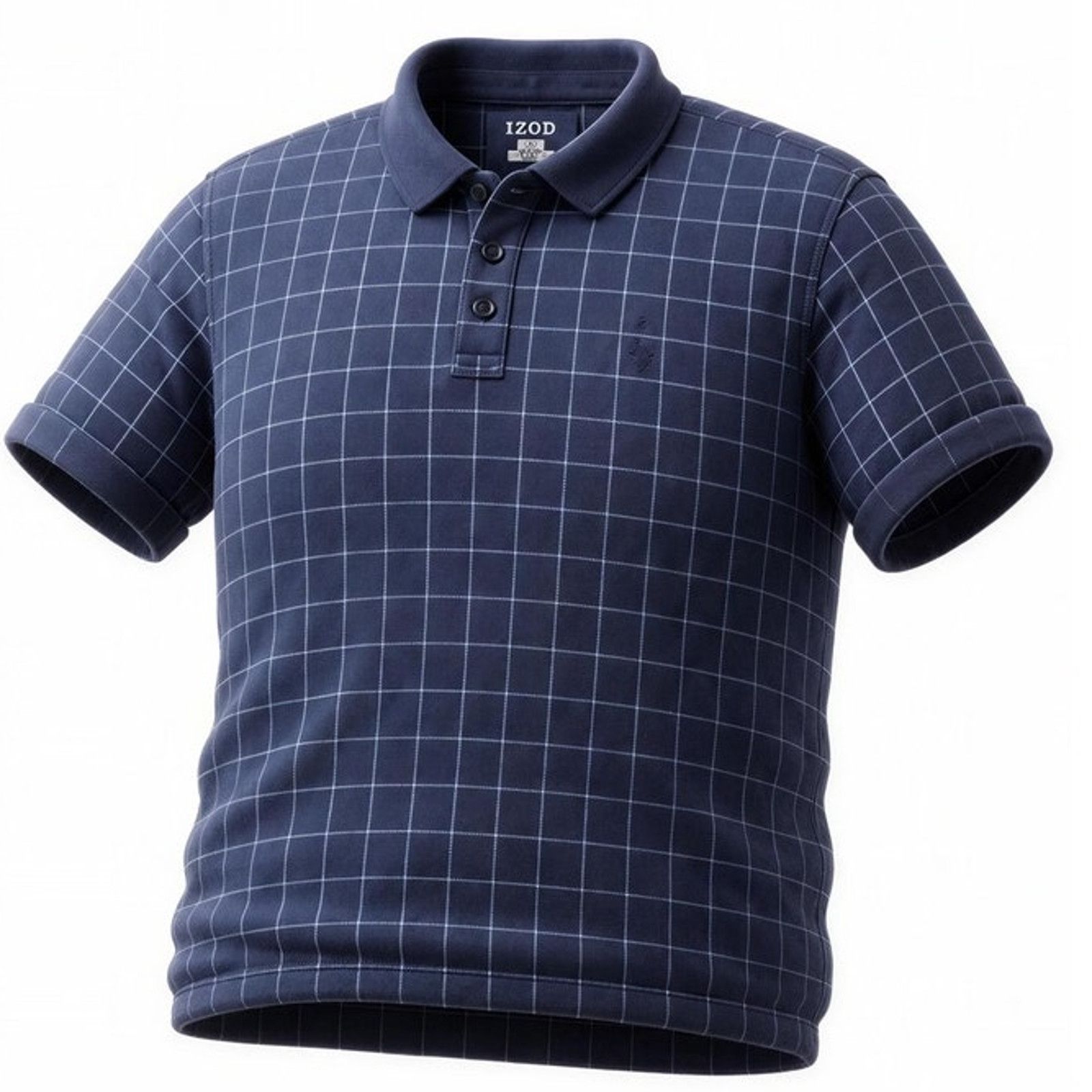 Izod IZOD Polo Shirt Men's 2XL Navy Blue Windowpane Grid Size US XXL / EU 58 / 5 - 1 Thumbnail