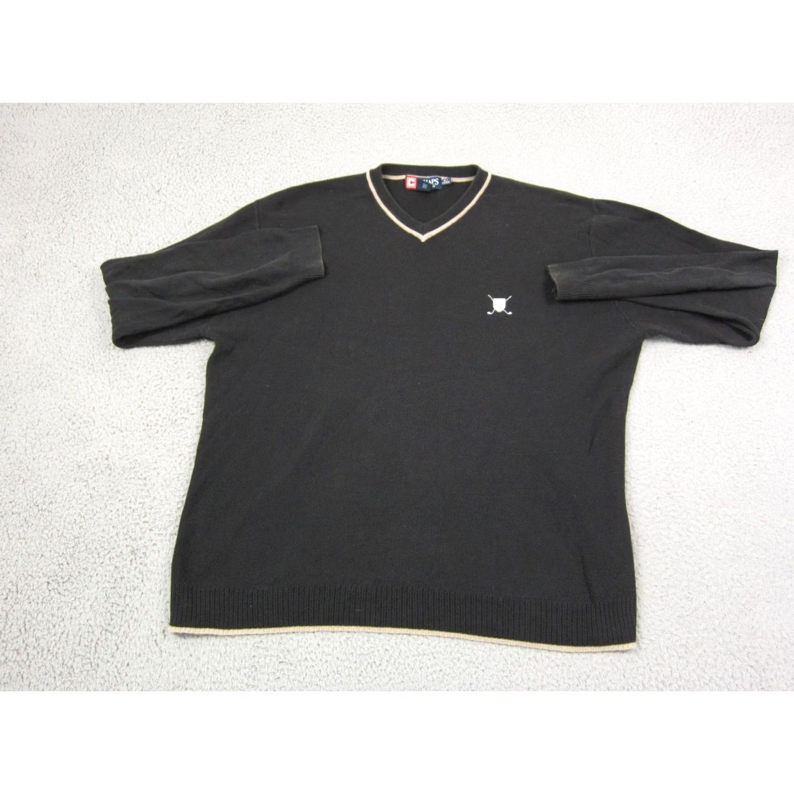 Chaps Chaps Sweater Mens XL Black V-Neck Pullover Knit 90s USA Classic Preppy Golf Size US XL / EU 56 / 4 - 2 Thumbnail