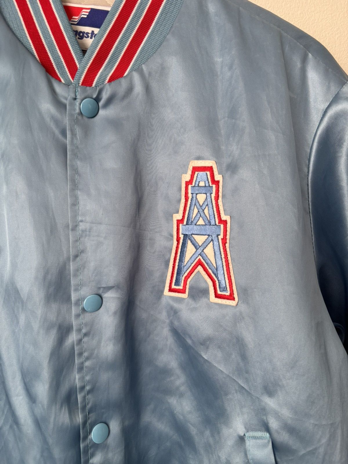 Vintage Vintage Houston Oilers Satin Bomber Jacket (Very Rare) Size US M / EU 48-50 / 2 - 2 Thumbnail
