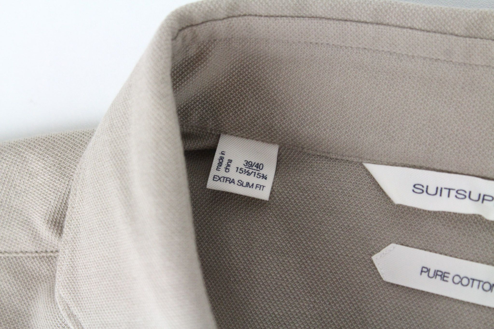 Suitsupply 39/ 15 1/2/40/ 15 3/4 Beige Extra Slim Cotton Polo 72431 Size 40R - 5 Thumbnail