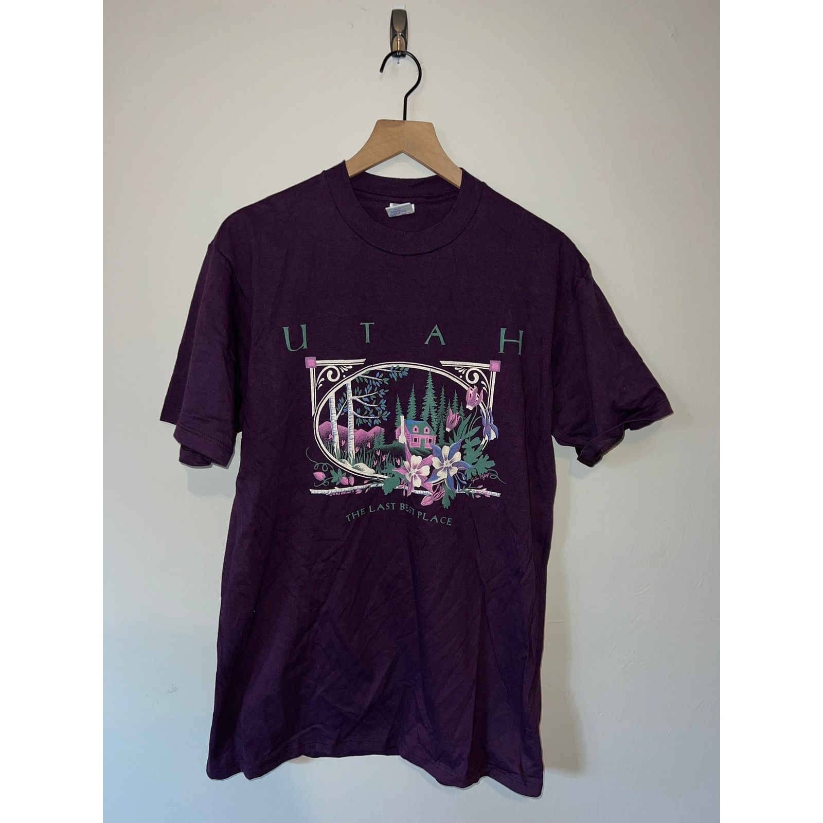 Jerzees 90s UT Utah The Last best Place Cabin Mountain Shirt Large Size US L / EU 52-54 / 3 - 1 Thumbnail
