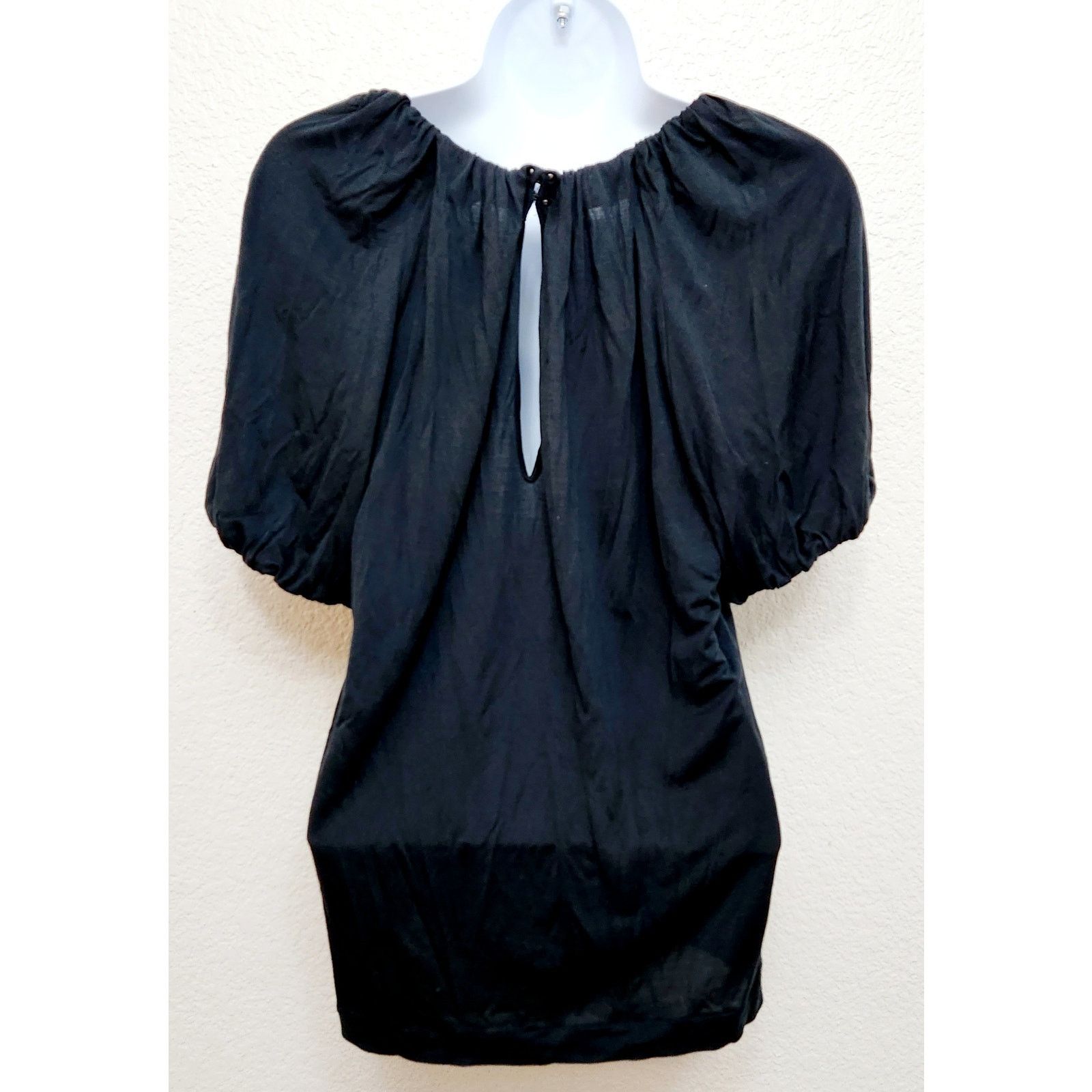 Banana Republic Banana Republic Black Pleated Keyhole Back Silk Top Medium Size M / US 6-8 / IT 42-44 - 3 Thumbnail