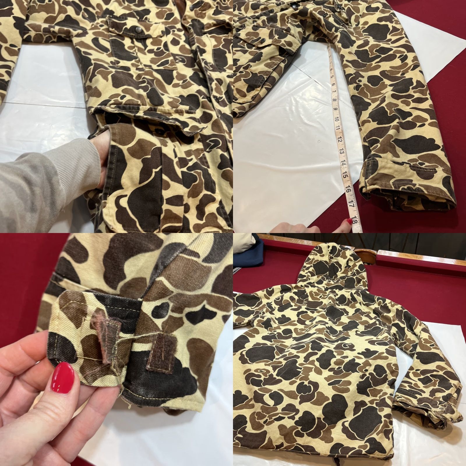 Vintage VINTAGE Black Sheep Jacket CAMOUFLAGE Hunting Brown Tan Camo Cargo Pockets Nylon Lining Hooded Snap Zip Mid-Length 1683 Mens S Size US S / EU 44-46 / 1 - 10 Thumbnail