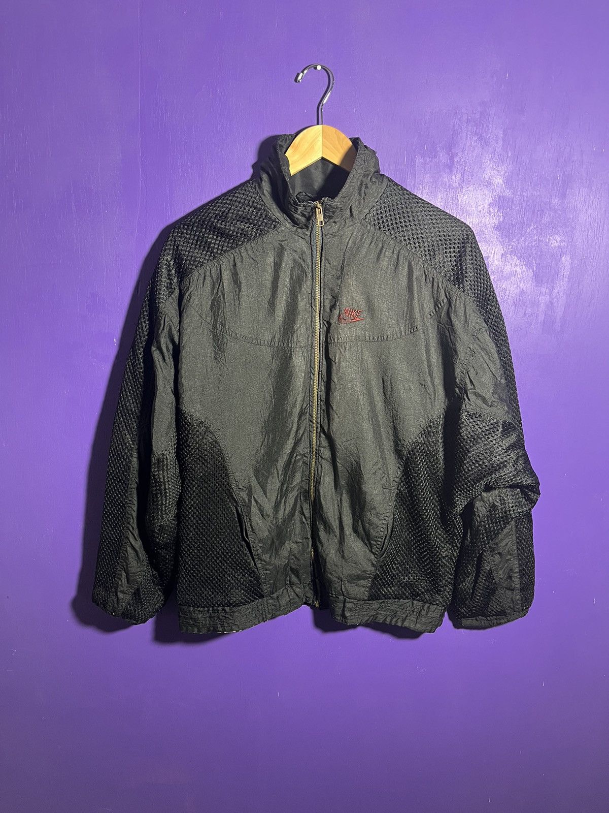 Nike × Vintage Vintage 90s Nike Air Jordan flight mesh logo jacket Size US M / EU 48-50 / 2 - 1 Thumbnail