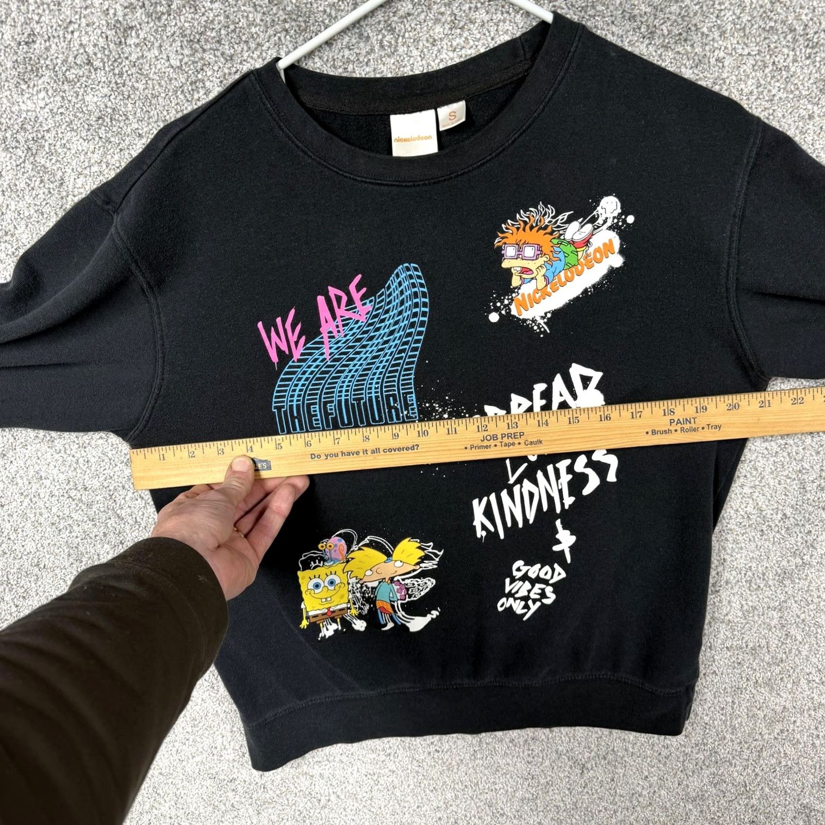 Nickelodeon VINTAGE Nickelodeon SpongeBob Hey Arnold Rugrats Sweatshirt Mens S Black Fleece Graphic Print 90s Cartoon Quotes Size US S / EU 44-46 / 1 - 4 Thumbnail