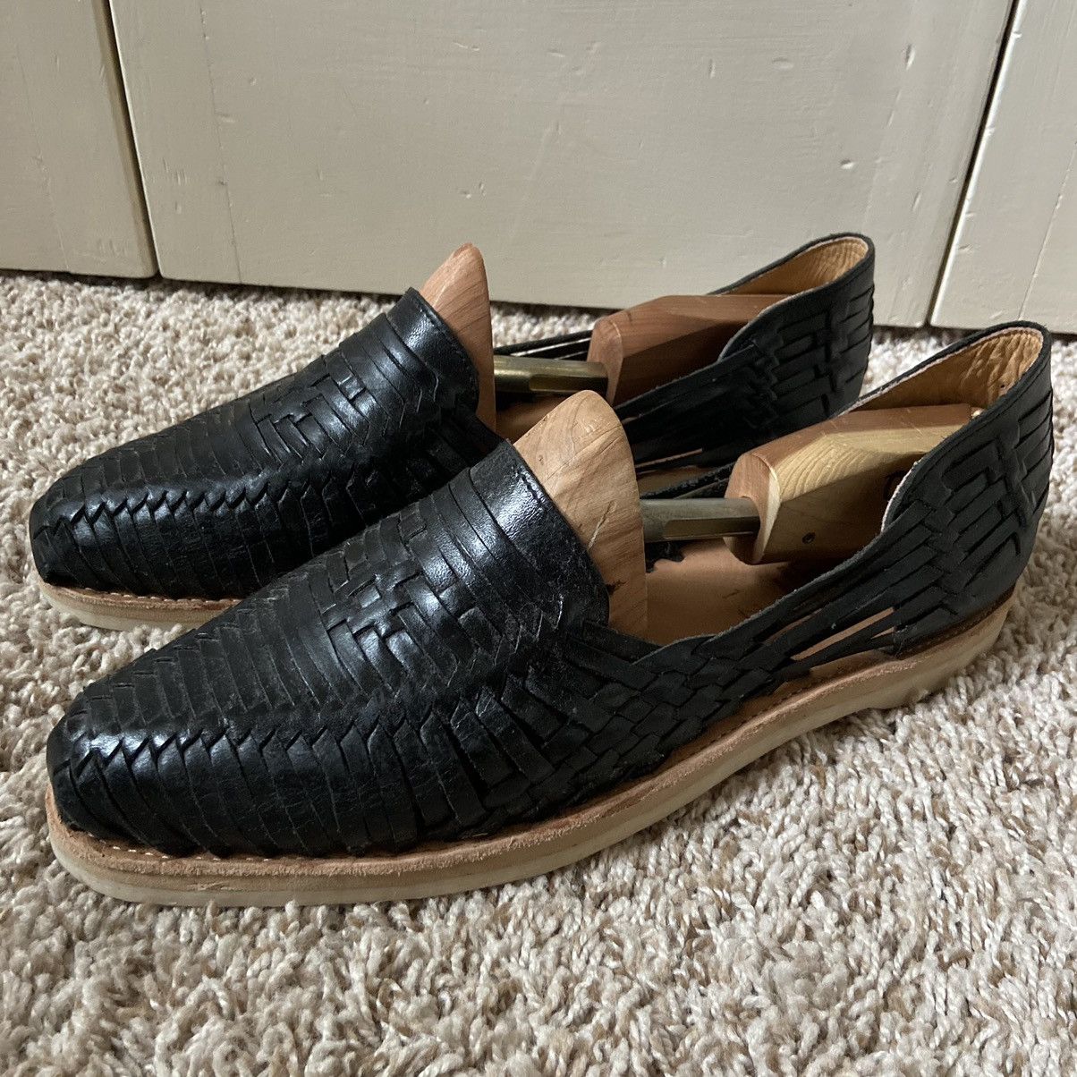 NWOT Dandy Del Mar Black Woven Leather Huaraches Loafers Men main image 4
