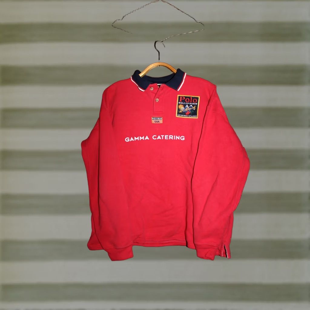 Vintage Vintage Polo jersey shirt Winter USA Polo Team 1990's L Red Mens Polo shirt Size US L / EU 52-54 / 3 - 1 Thumbnail
