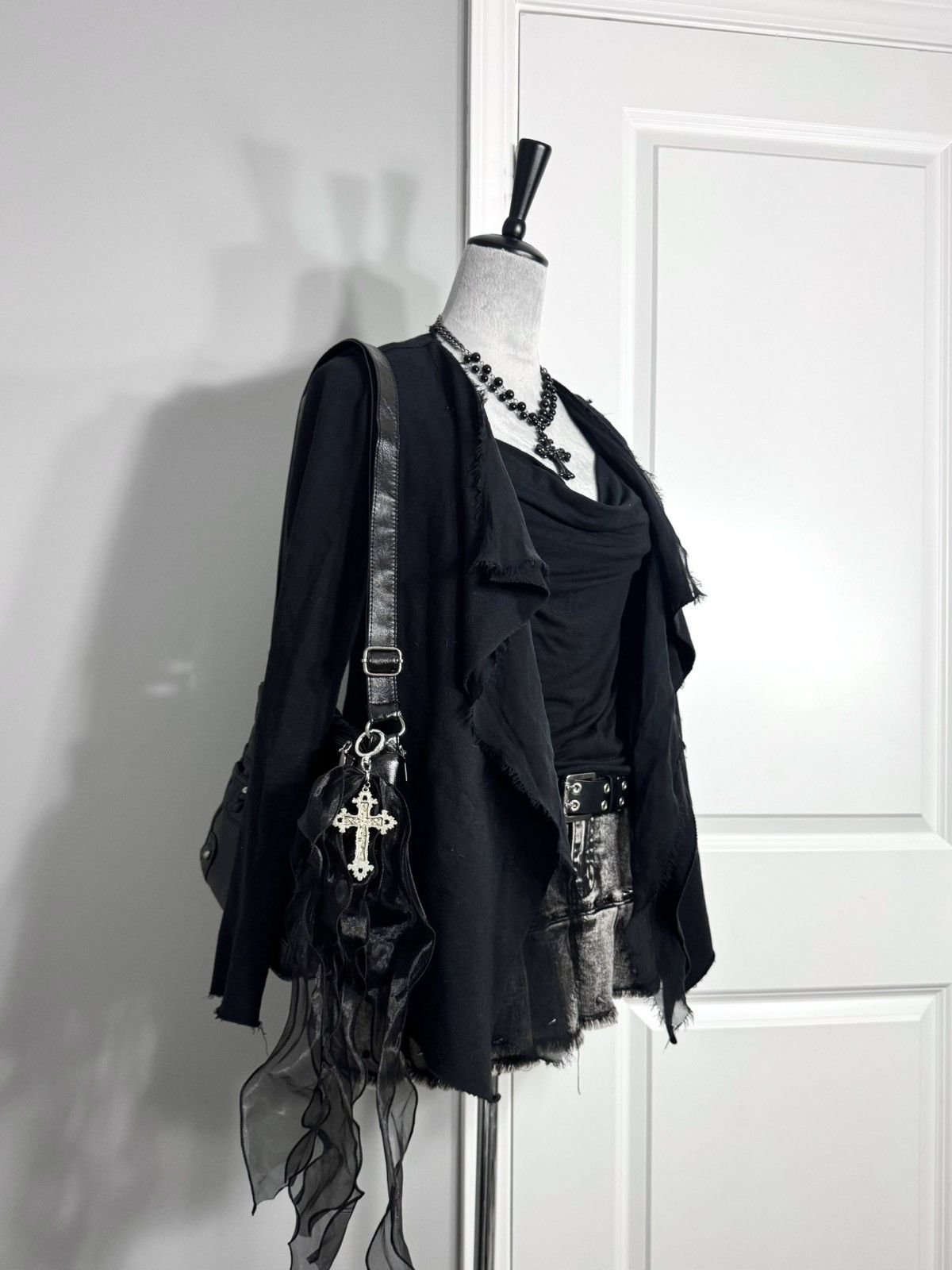 Bailey 44 Gothic Bailey44 Black Distressed Layered Drapey Cardigan Size S / US 4 / IT 40 - 7 Thumbnail