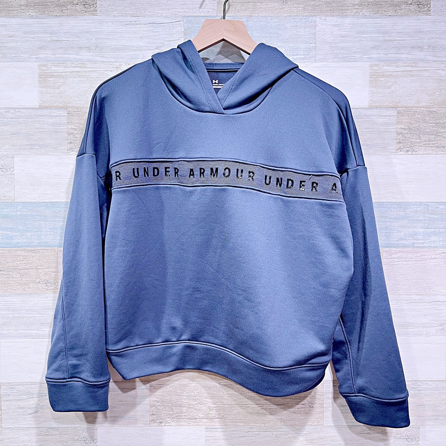 Under Armour Under Armour Logo Stripe Terry Hoodie Sweatshirt Blue Small Size S / US 4 / IT 40 - 1 Thumbnail