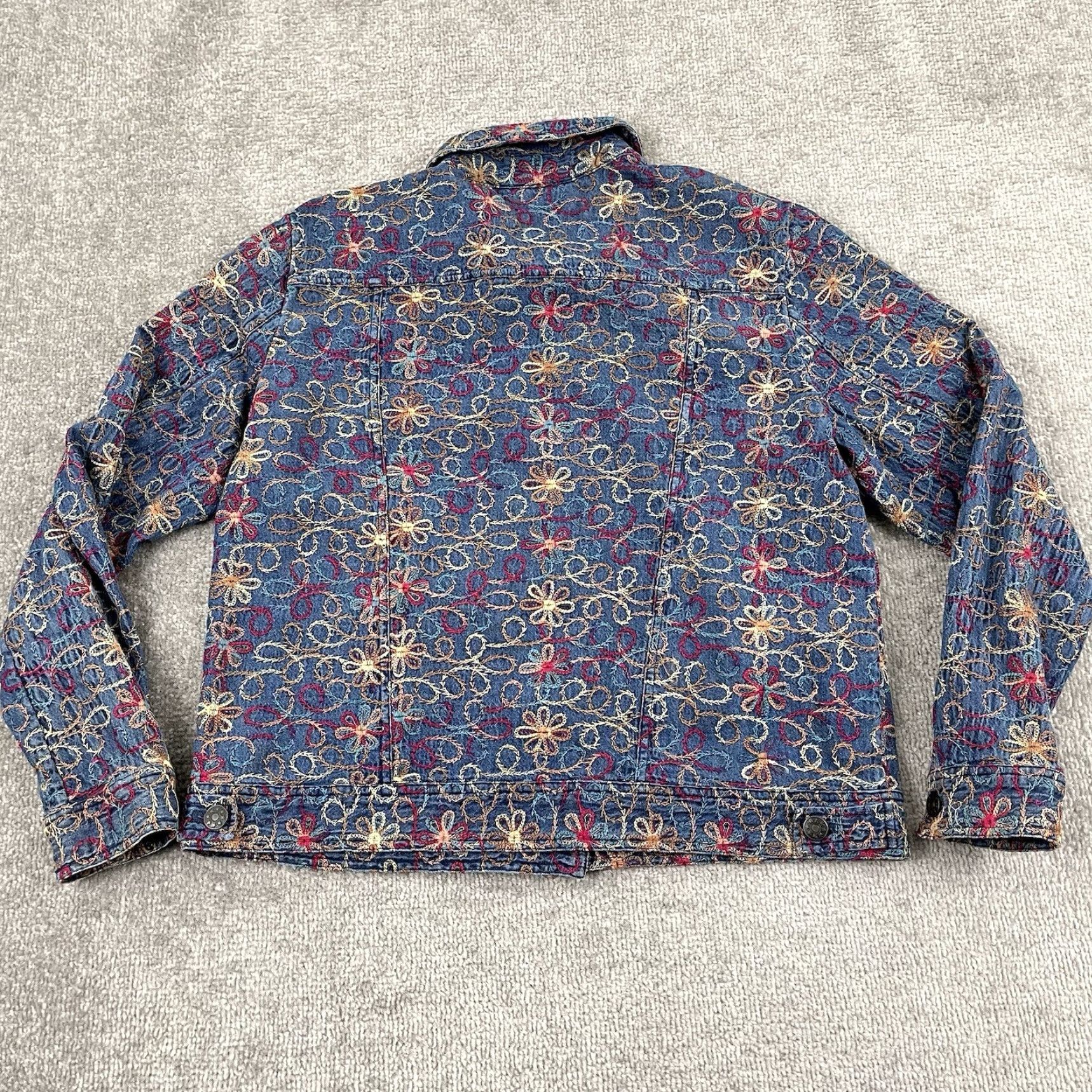 Coldwater Creek COLDWATER CREEK Jacket Womens Medium Blue Denim Floral Embroidered Button Up Size M / US 6-8 / IT 42-44 - 7 Thumbnail