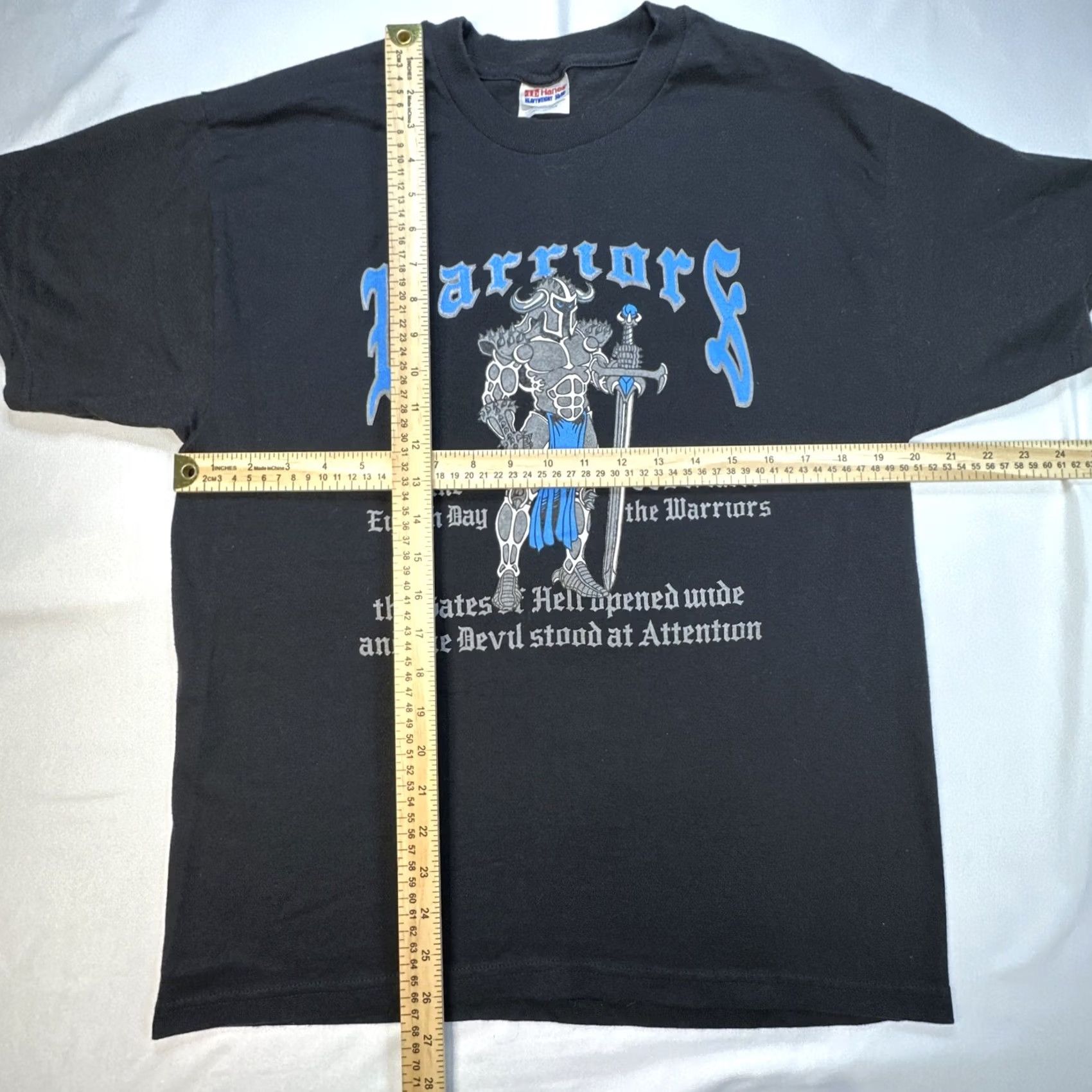 Hanes VINTAGE Hanes Graphic Tee Warrior Short Sleeve Black 1990s Unisex Sz L No. on the 8th Day God Created The Warriors T-Shirt Size US L / EU 52-54 / 3 - 2 Thumbnail
