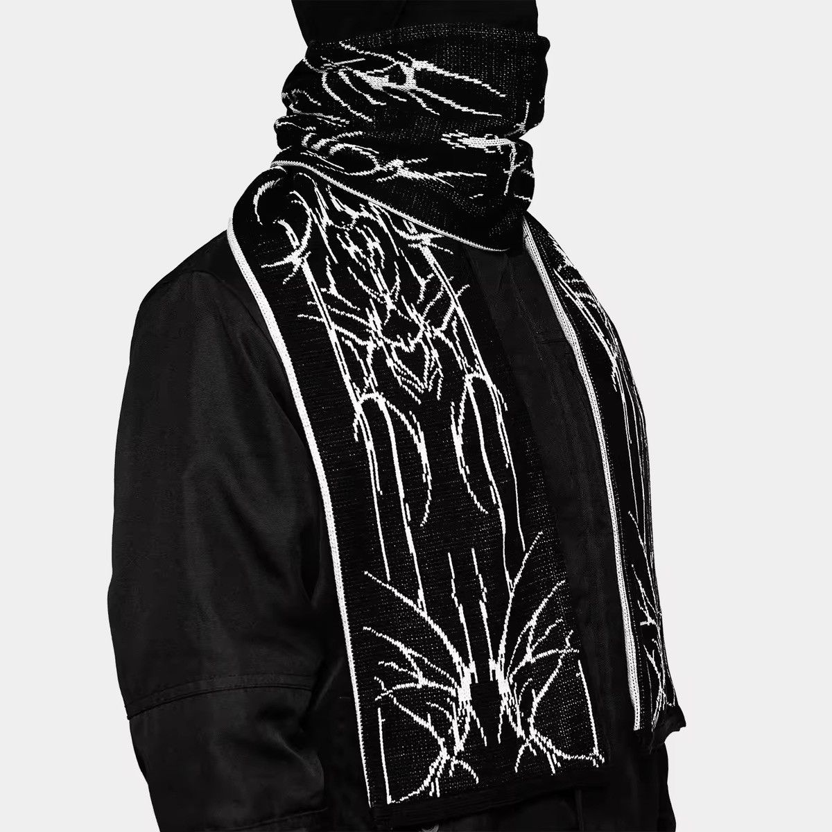 Japanese Brand × Vintage Creative Gothic Striped Knitted Scarf Winter Y2K Size ONE SIZE - 6 Thumbnail
