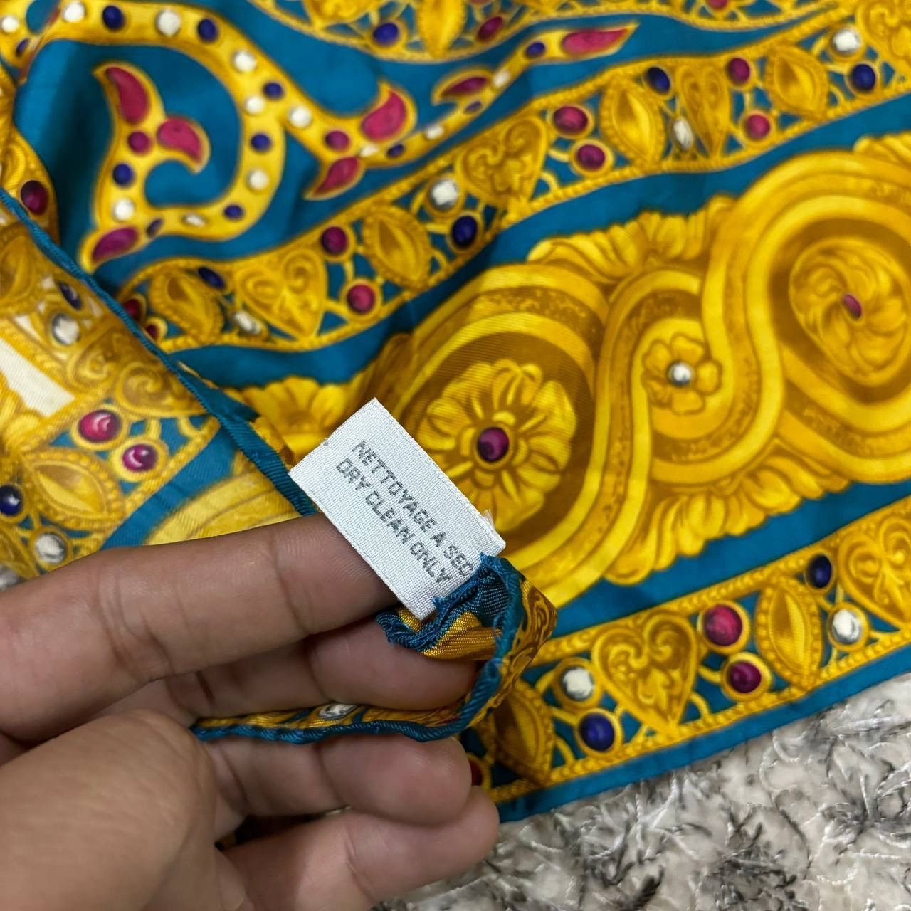 Christian Dior Monsieur Vtg Christian Dior Silk Scarf Baroque Jewel Gold Chain Italy Size ONE SIZE - 6 Thumbnail