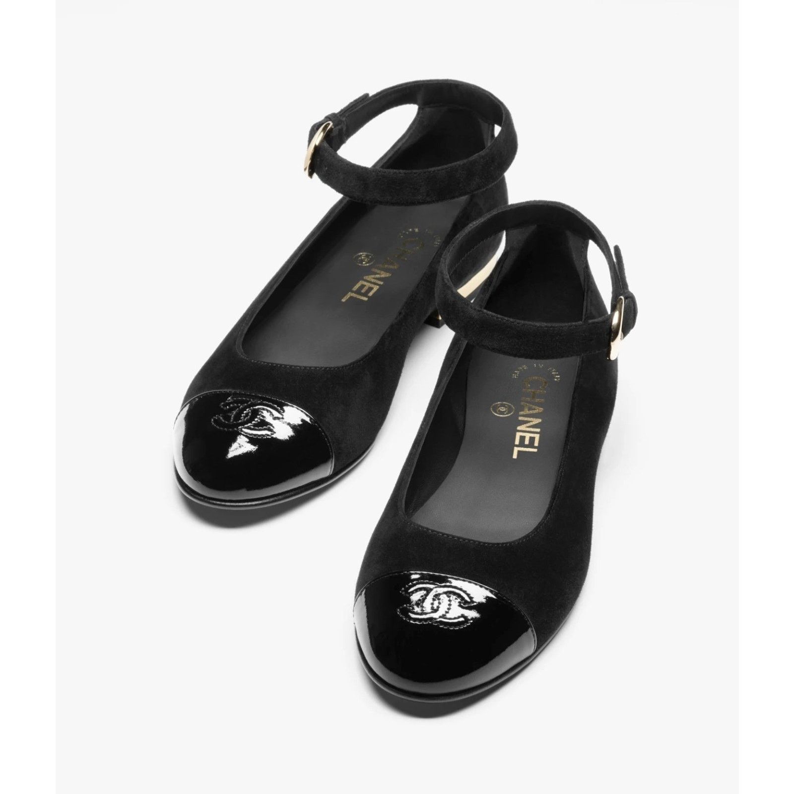 Chanel Chanel Black Suede Patent CC Mary Jane Flat 40 Size US 9 / IT 39 - 4 Thumbnail