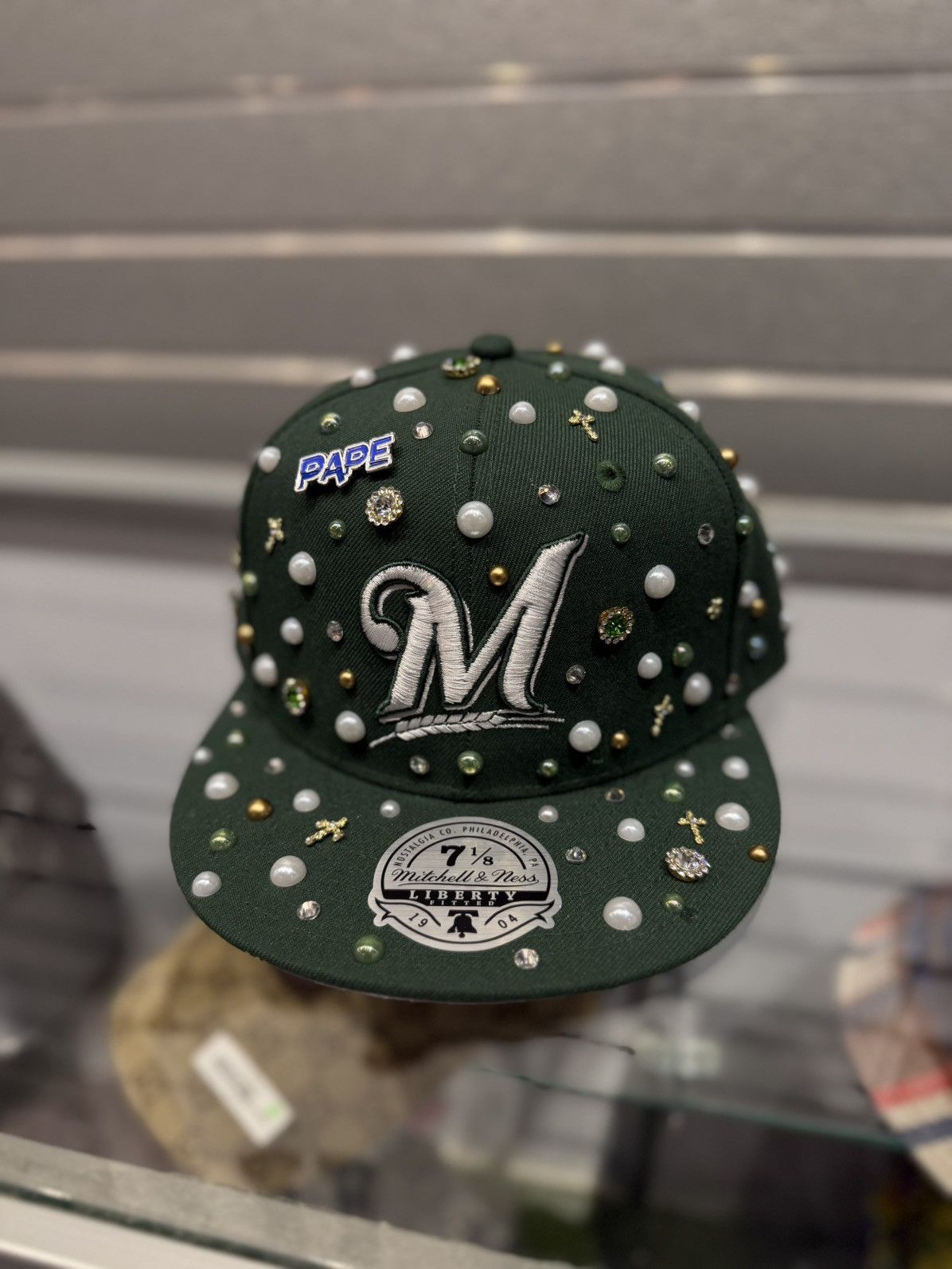 Other PAPE Fitted Hat Stone Crystal Brand New 7 1/8 Size ONE SIZE - 2 Thumbnail