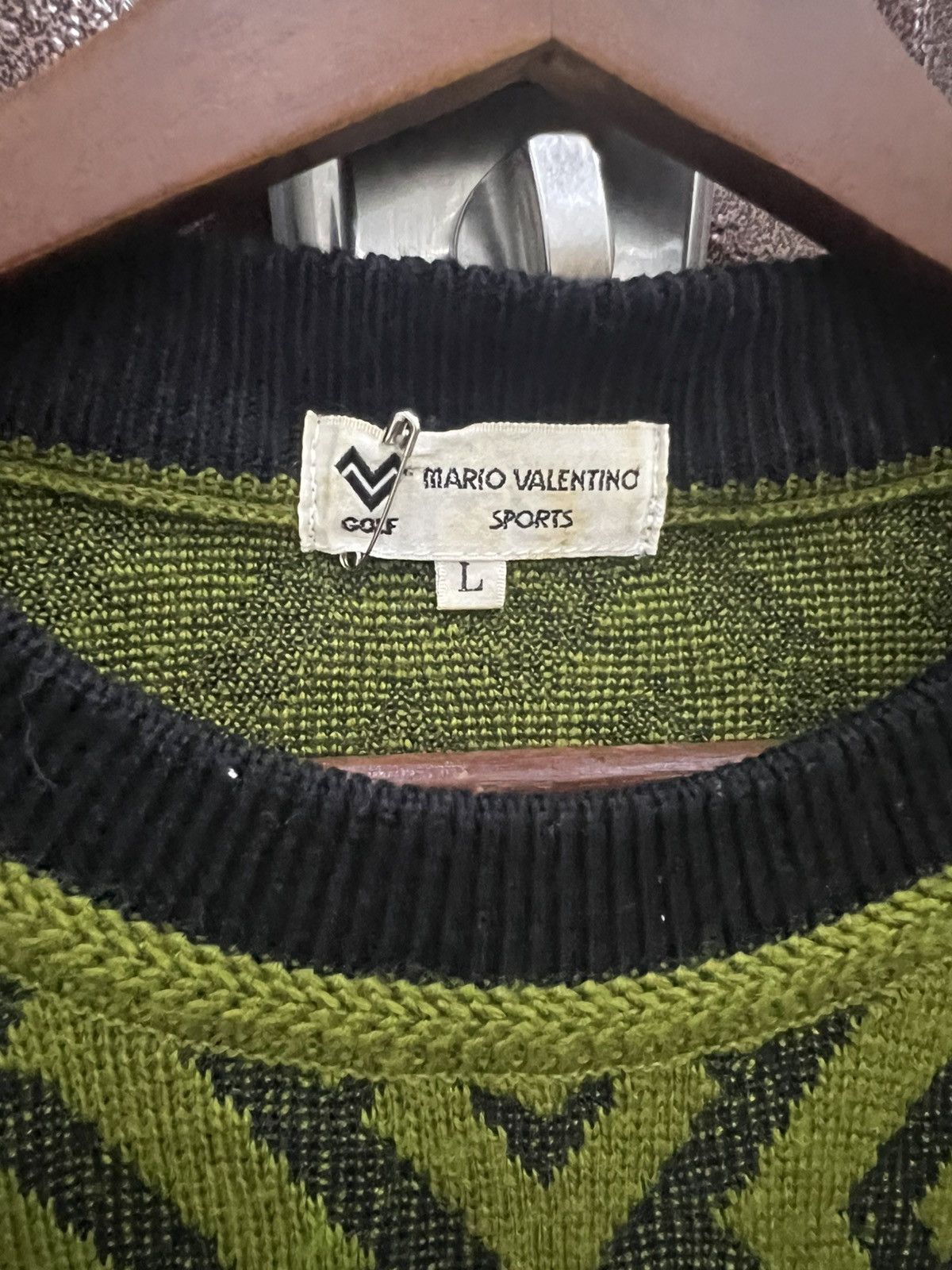 Mario Valentino MARIO VALENTINO Retro Geometric Oversized Knit Pullover Size US L / EU 52-54 / 3 - 7 Thumbnail
