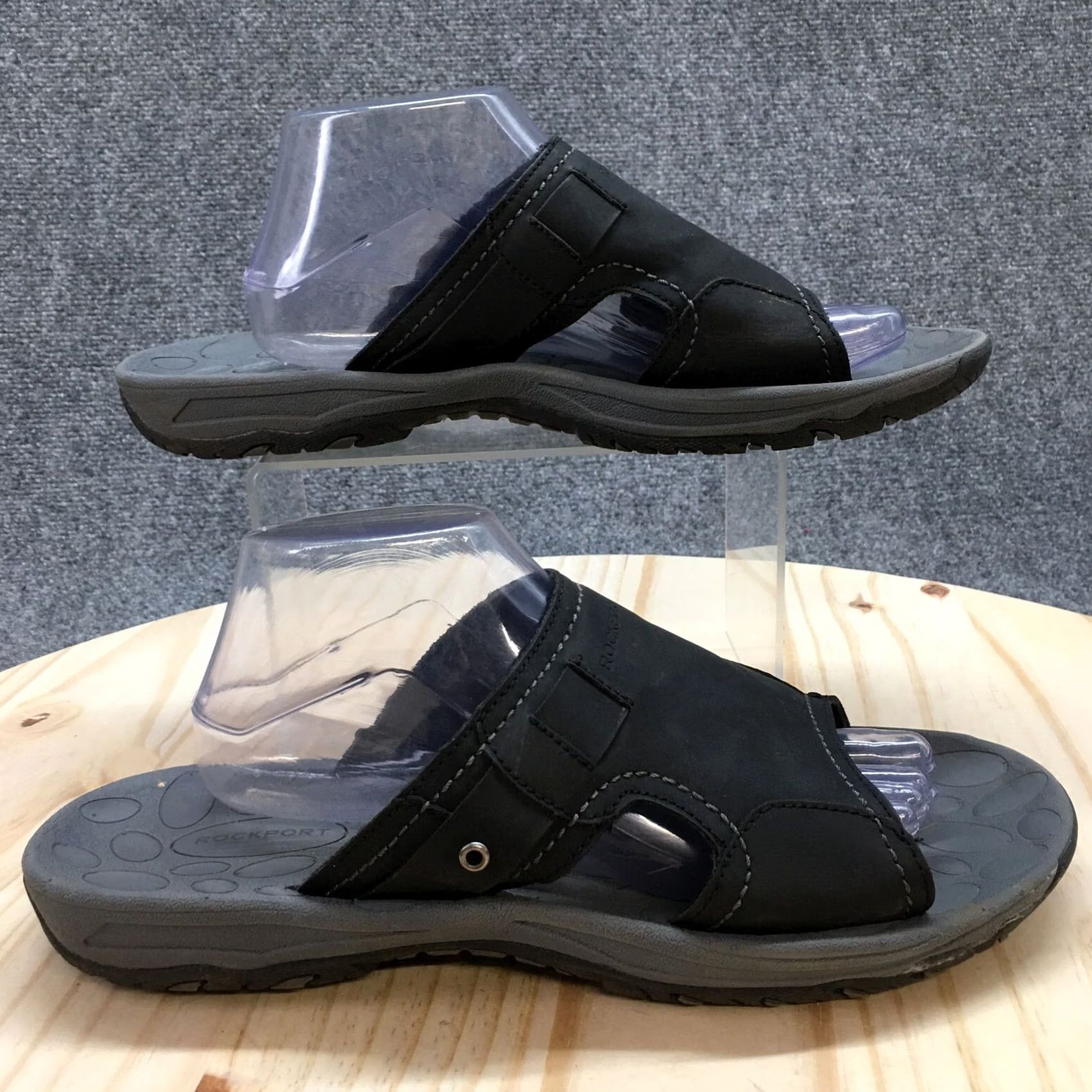 Rockport Rockport Sandals Womens 11 Hayes Slide Black Faux Leather Slip On Comfort Flats Size US 11 / IT 41 - 2 Thumbnail
