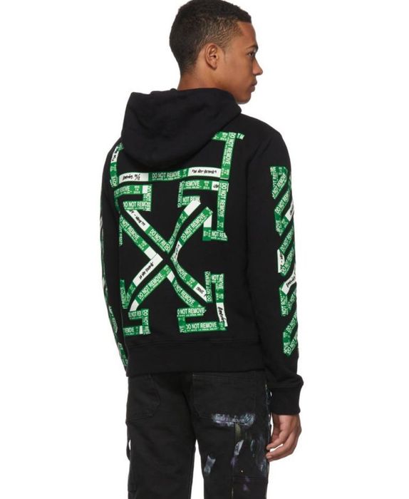 Off white green store and black hoodie