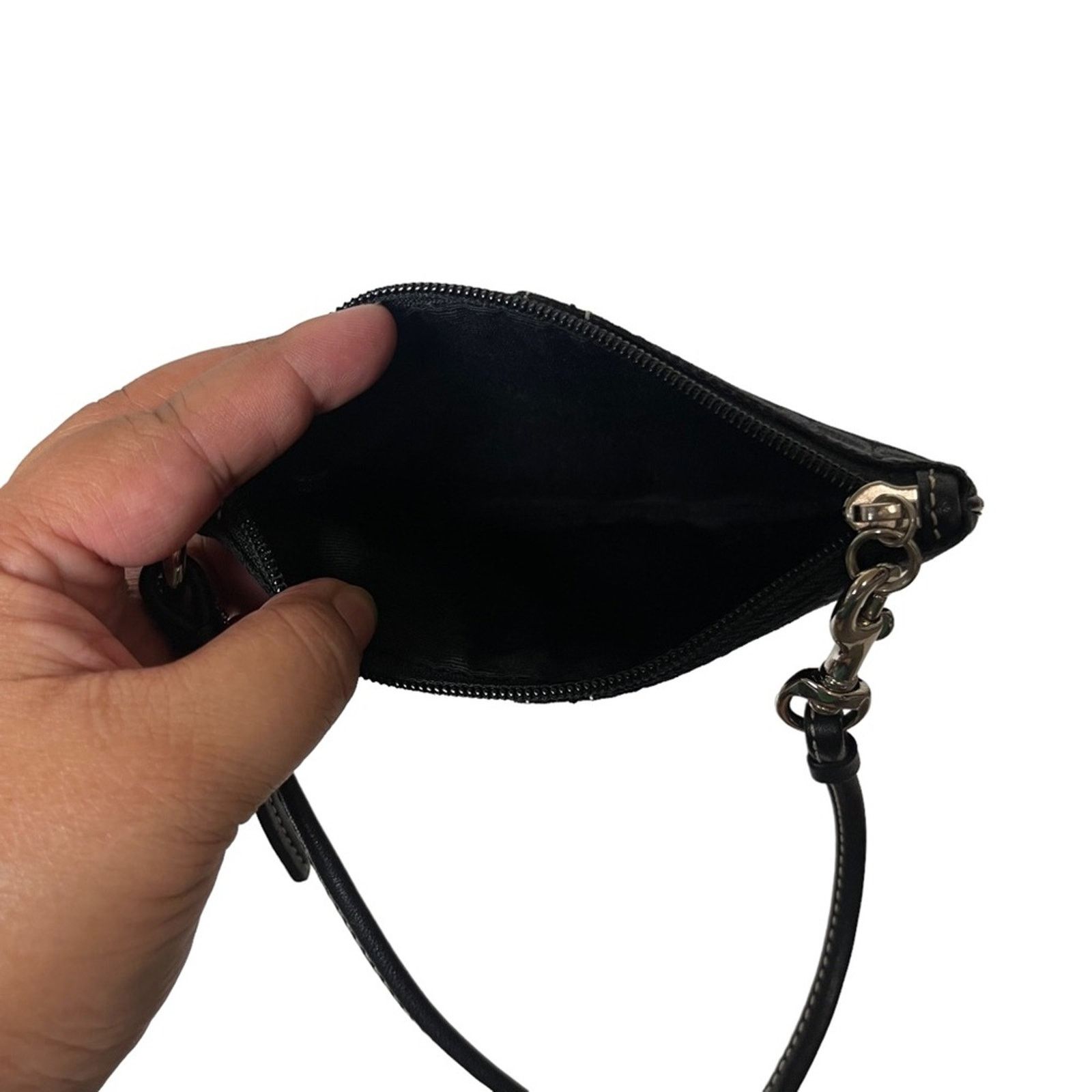 Coach Coach Monogram Fabric Mini Zip Top Wristlet Black Size ONE SIZE - 3 Thumbnail