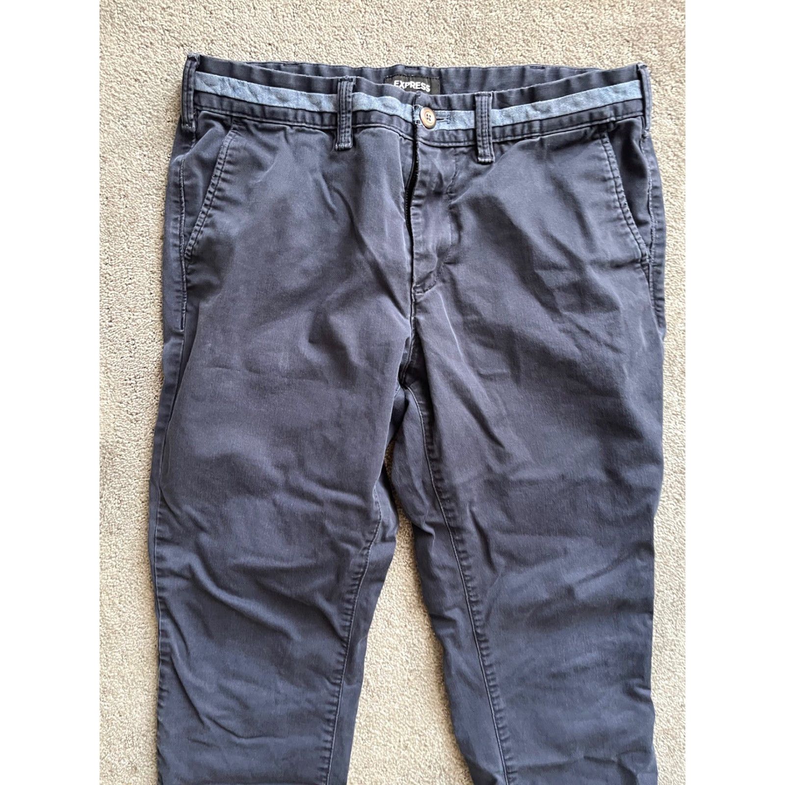 Express Express Men's Comfort Pants 30x30 Skinny Navy Blue Casual Workwear Size US 30 / EU 46 - 4 Thumbnail