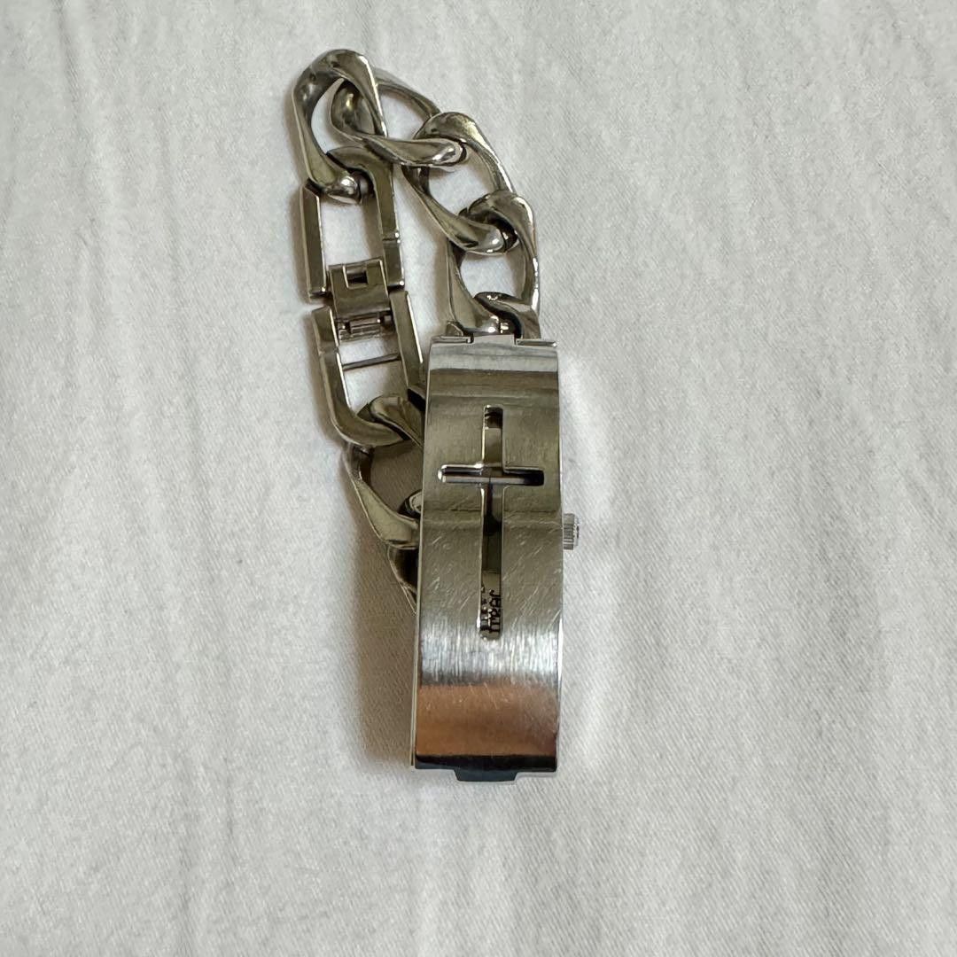 Pre-owned Jean Paul Gaultier Trompe-l'œil Watch Bracelet In Silver
