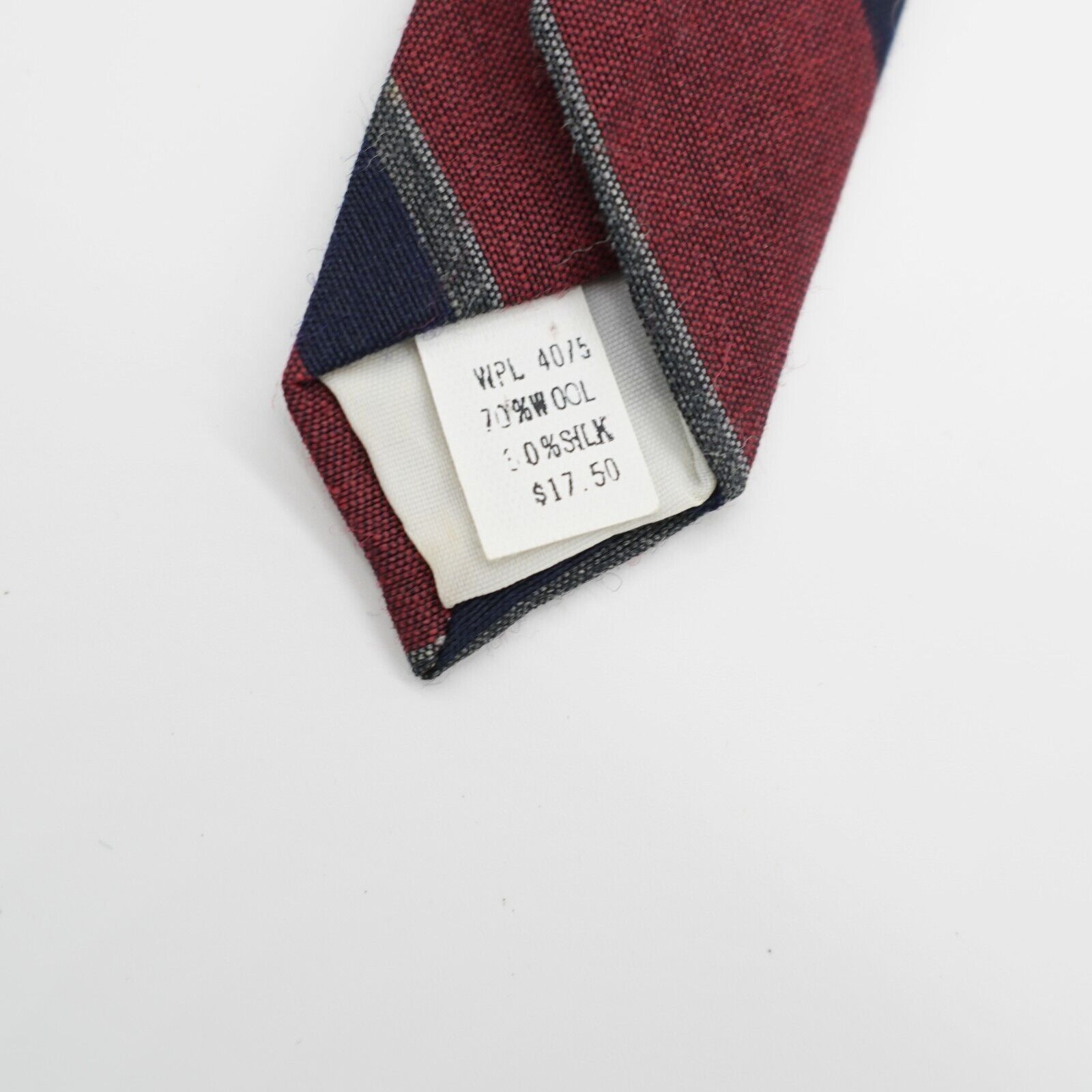 Other Resilio Red Blue Stripe Woven Short Skinny Wool Silk Tie Size ONE SIZE - 4 Thumbnail
