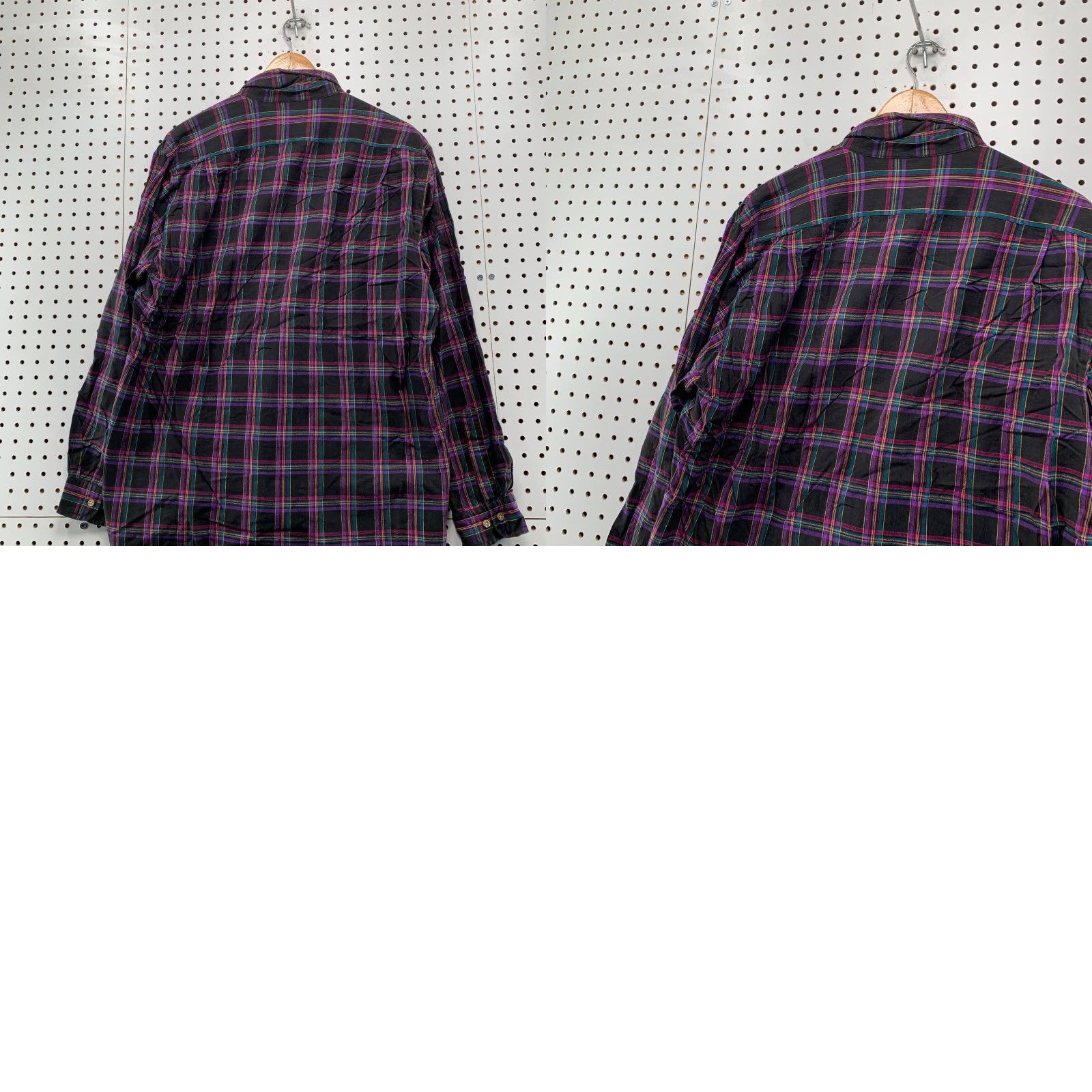 Vintage OshKosh B'Gosh Plaid Button-Up Shirt Mens Large Purple Black Long Sleeve Size US L / EU 52-54 / 3 - 8 Thumbnail