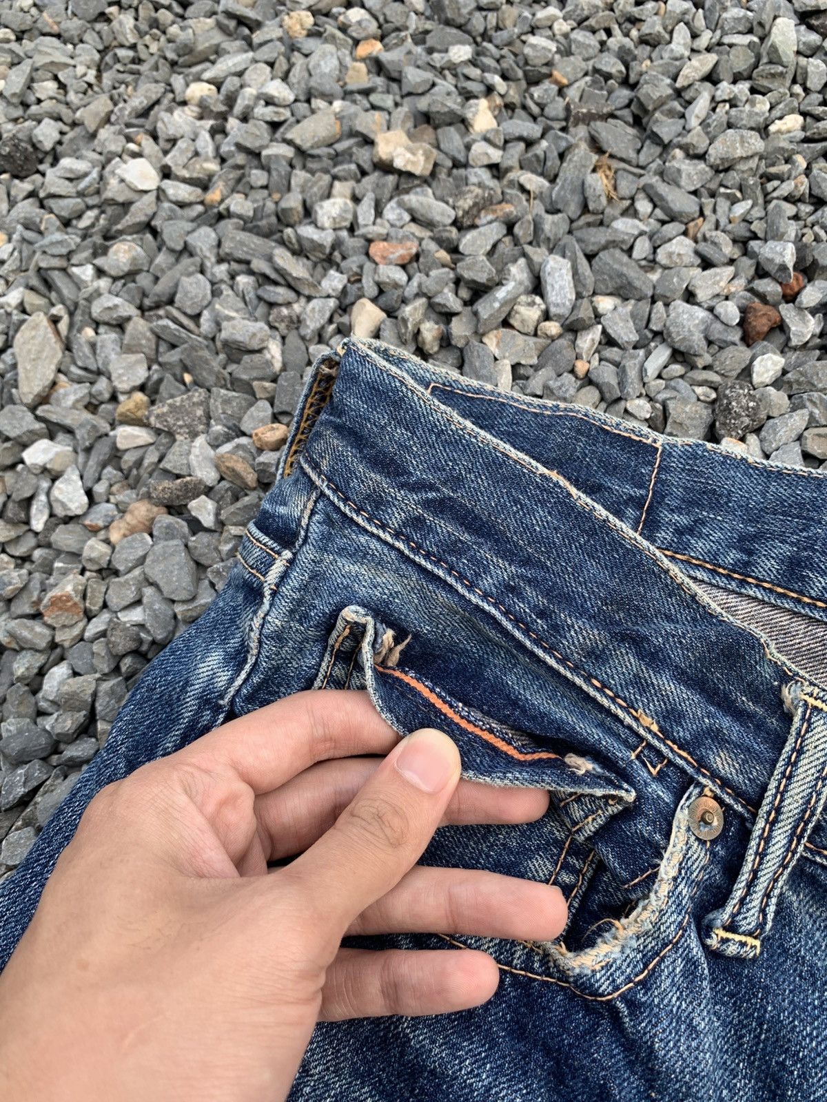 OMNIGOD OMNIGOD 50023 SELVEDGE BUTTON FLY JAPANESE DISTRESSED DENIM Size US 31 - 13 Thumbnail