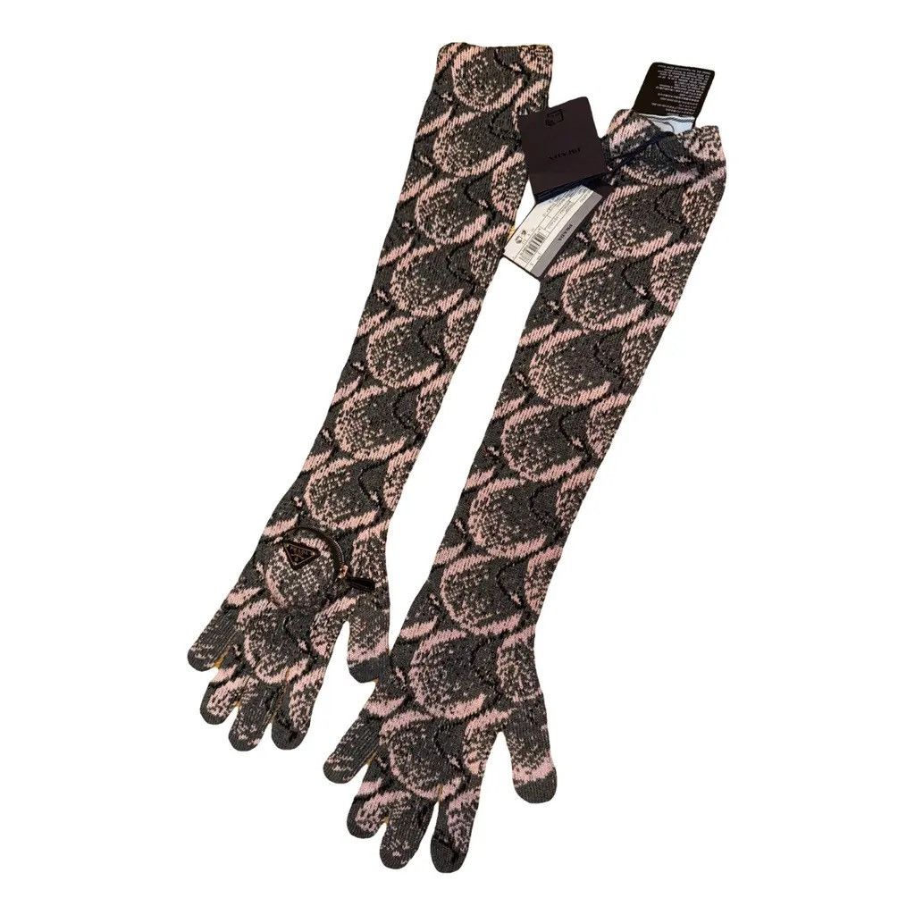 Prada Prada Super Fine Wool Jacquard Gloves Size ONE SIZE - 2 Thumbnail