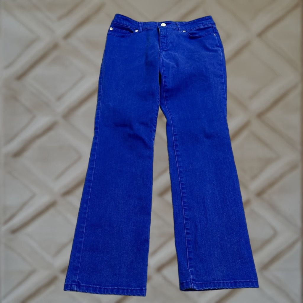 Vintage CHICO'S So Slimming Denim Jeans WOMEN 00 Regular Blue 30x28 Straight Mid Rise Slimming Stretch 5-Pocket Mens Women Girls? Size 24" / US 00 / IT 34 - 1 Thumbnail