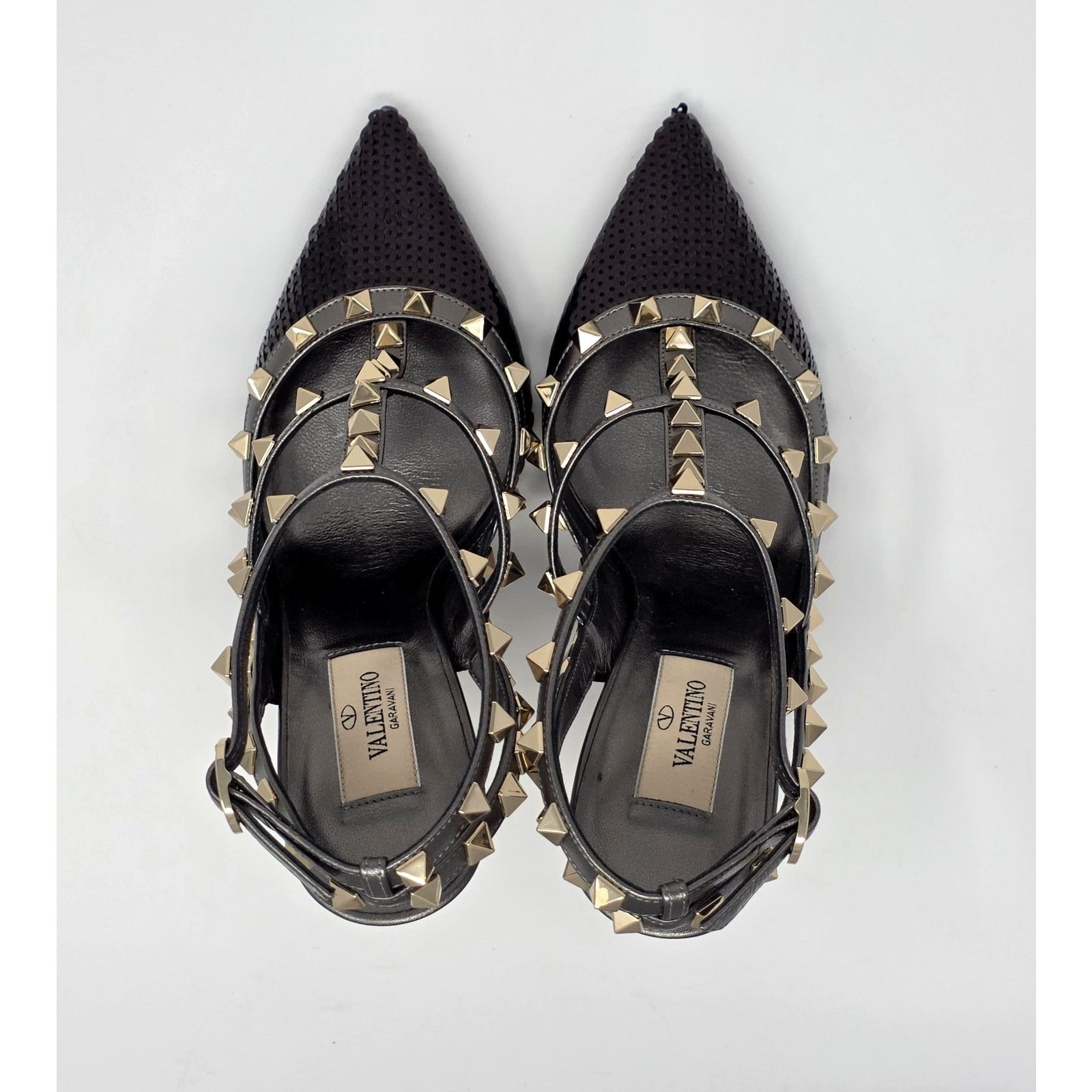 Valentino Valentino Rockstud Sequin Caged Pumps IT 37 Black Size US 7 / IT 37 - 11 Thumbnail