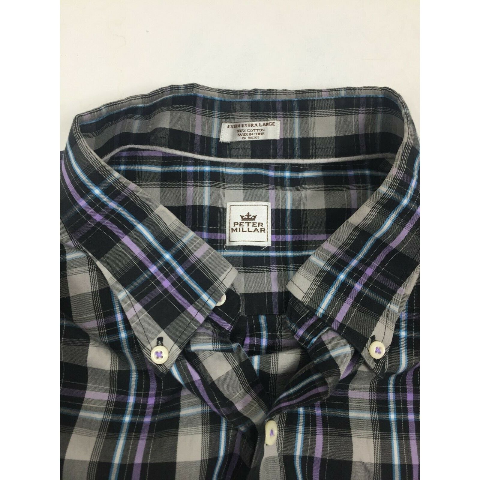Peter Millar Peter Millar Mens Black Plaid Cotton Long Sleeve Shirt Sz XL Size US XL / EU 56 / 4 - 3 Thumbnail