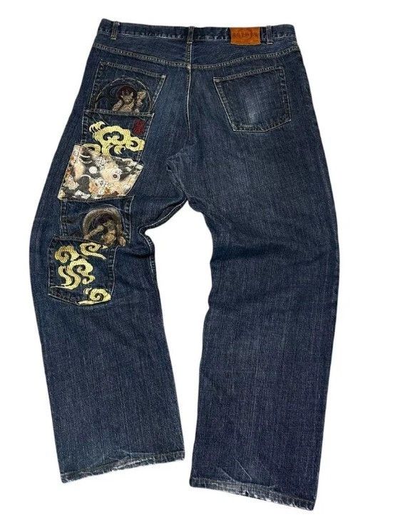 Karakuri Tamashii Karakuri Tamashii Wind Thunder Gods Embroidered Denim Jeans Size US 40 / EU 56 - 1 Thumbnail