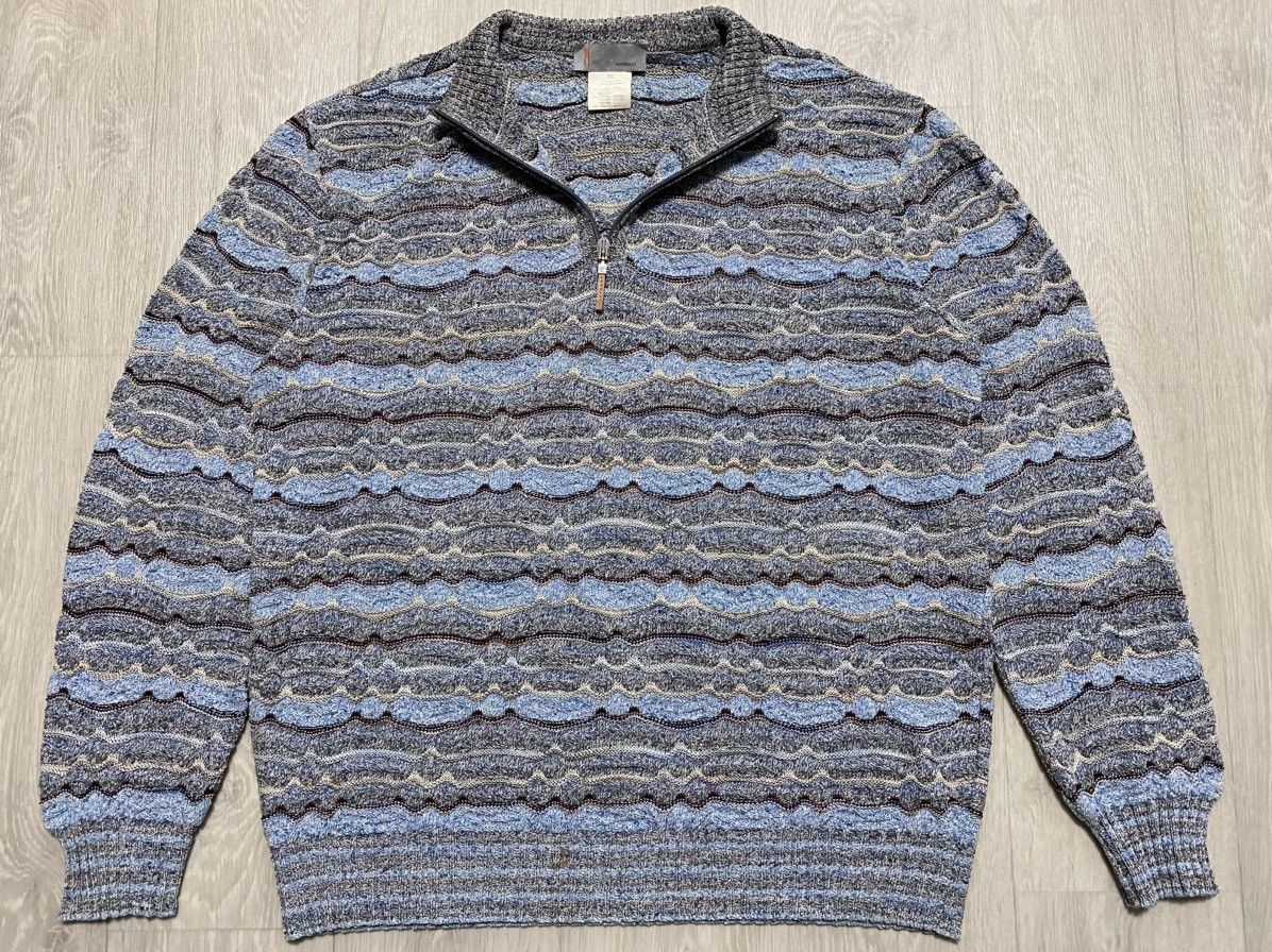 Missoni Vintage Missoni Multicolour Weave Cotton Viscose Zip Sweater Size US XL / EU 56 / 4 - 5 Thumbnail