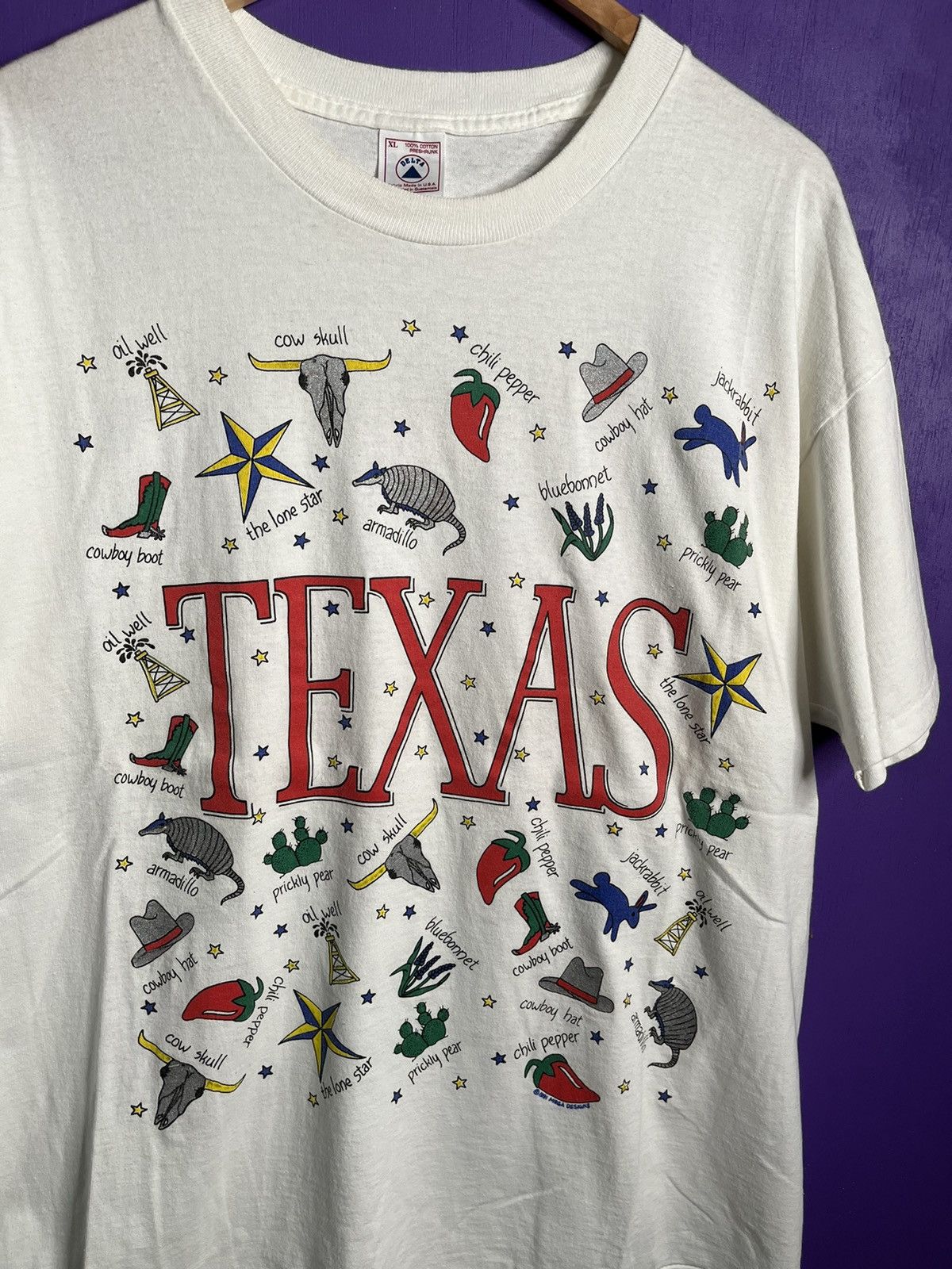 Vintage Vintage 1991 Texas characteristics t-shirt Size US XL / EU 56 / 4 - 3 Thumbnail