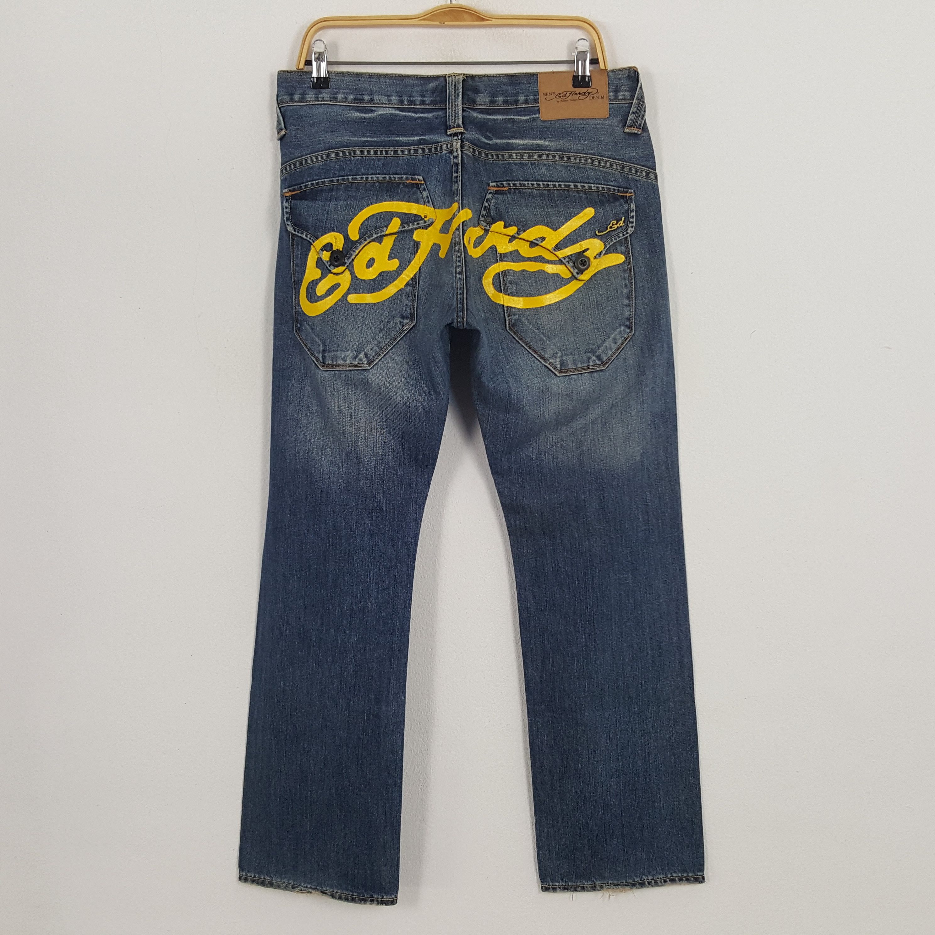 Ed Hardy × Vintage Vintage Ed Hardy USA Custom Art Big Logo Denim Jeans Size US 32 / EU 48 - 1 Thumbnail