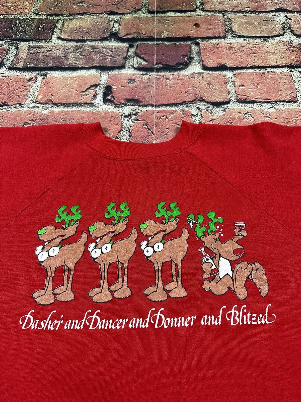 Vintage Vintage Reindeer Dasher Blitzed Drunk Christmas Sweatshirt Size US L / EU 52-54 / 3 - 1 Thumbnail