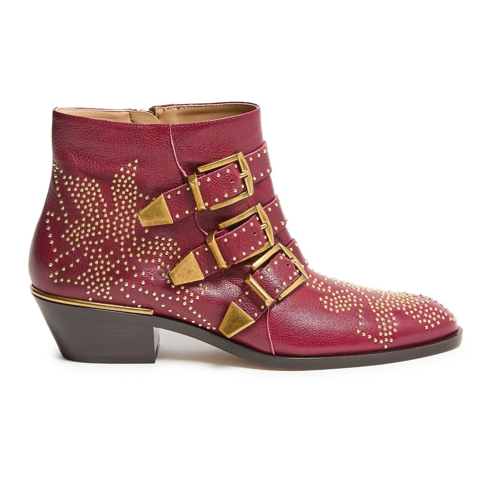 Chloe Chloe Susan Studded Grenat Leather Ankle Boots New & Authent Size US 6 / IT 36 - 1 Thumbnail