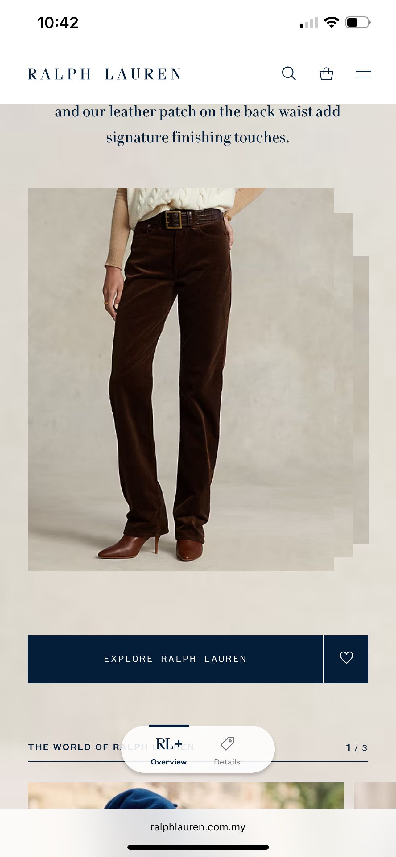 Polo Ralph Lauren Straight Fit High-Rise Corduroy Trousers Pant Size 26" / US 2 / IT 38 - 19 Thumbnail
