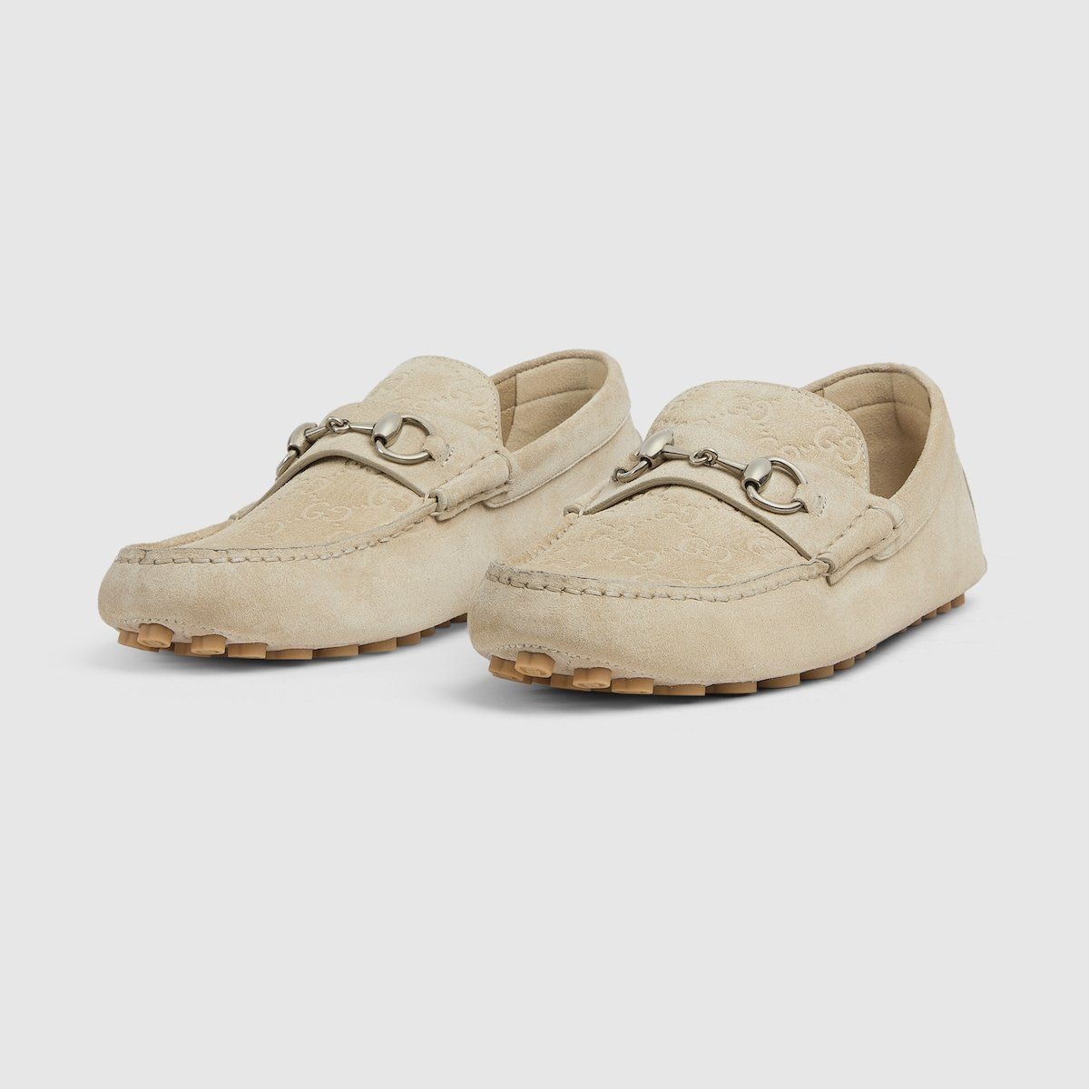 Gucci Gucci Oatmeal Suede Logo Horsebit Driver Loafer G 11 US 12 Size US 12 / EU 45 - 16 Thumbnail