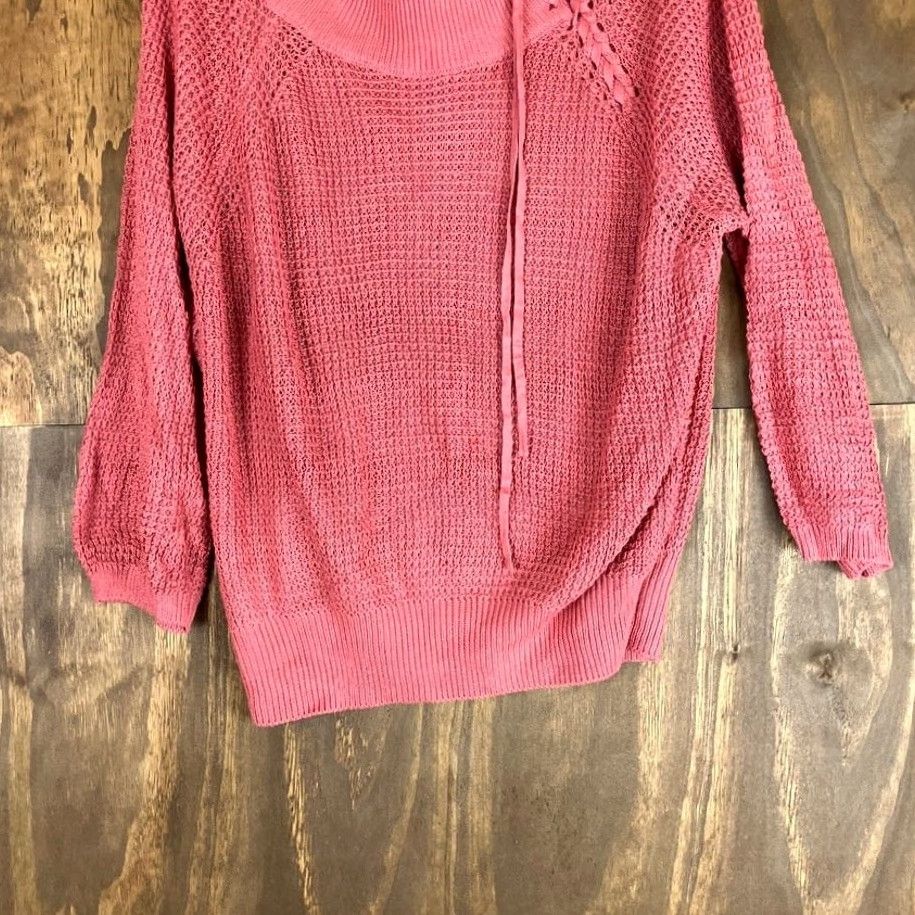 Express Express Sweater Pink Scoop Neck Tie Shoulder Open Knit Long Sleeve Small Womens Size S / US 4 / IT 40 - 3 Thumbnail