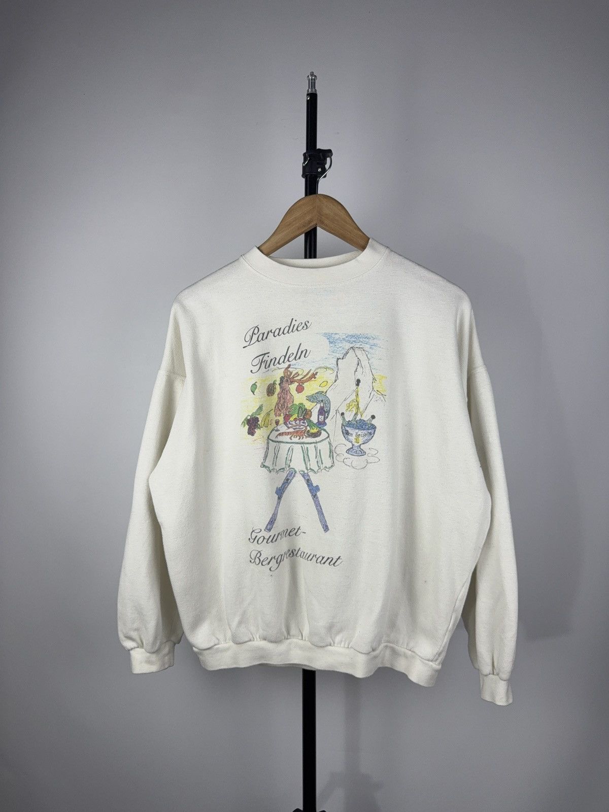 Vintage Vintage 80s German Print Sweatshirt Paradise Restaurant Art Size US S / EU 44-46 / 1 - 1 Thumbnail