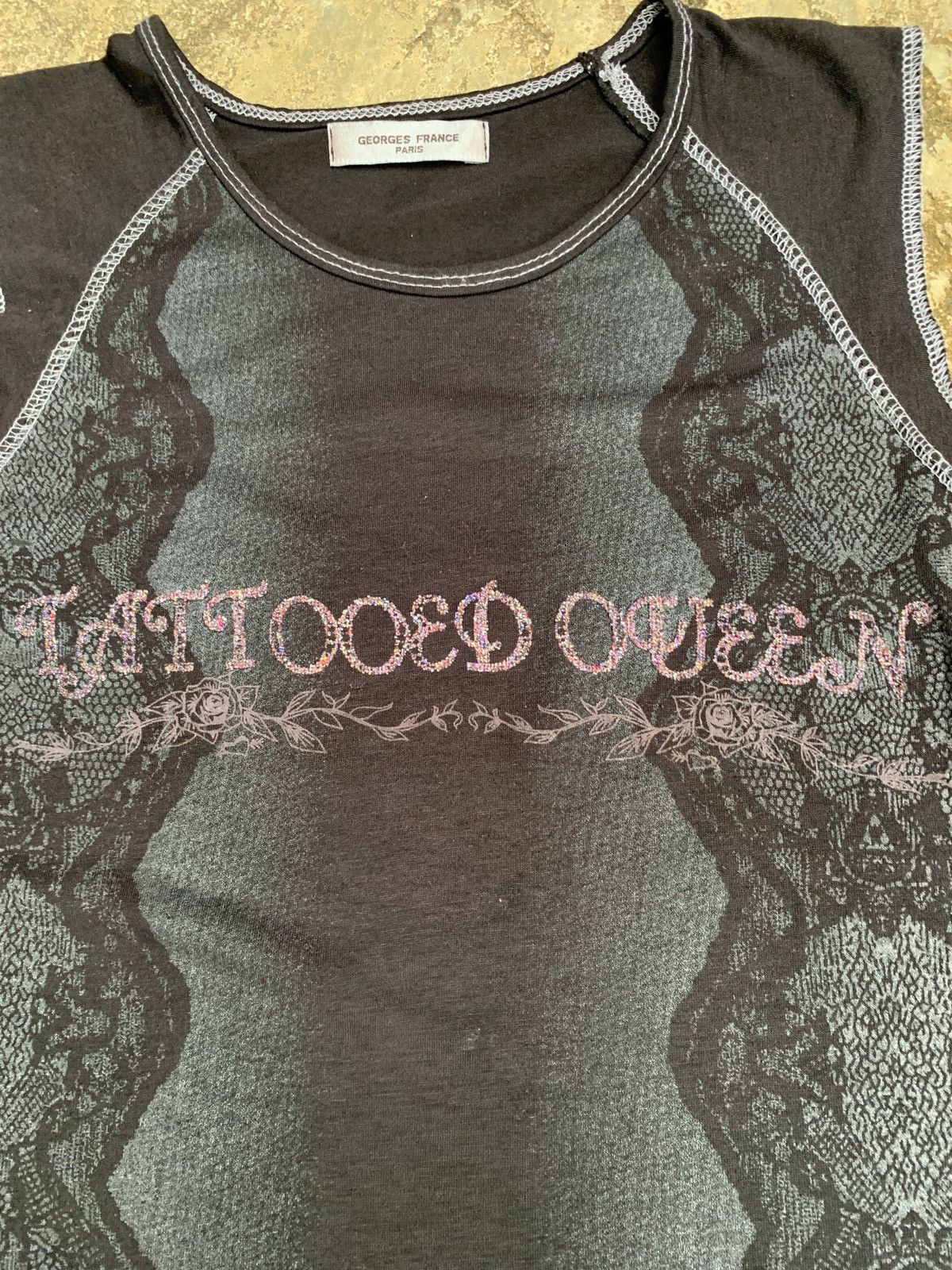 Japanese Brand y2k Georges France Snake Skin Pattern Tattoed Queen Top Size S / US 4 / IT 40 - 3 Thumbnail