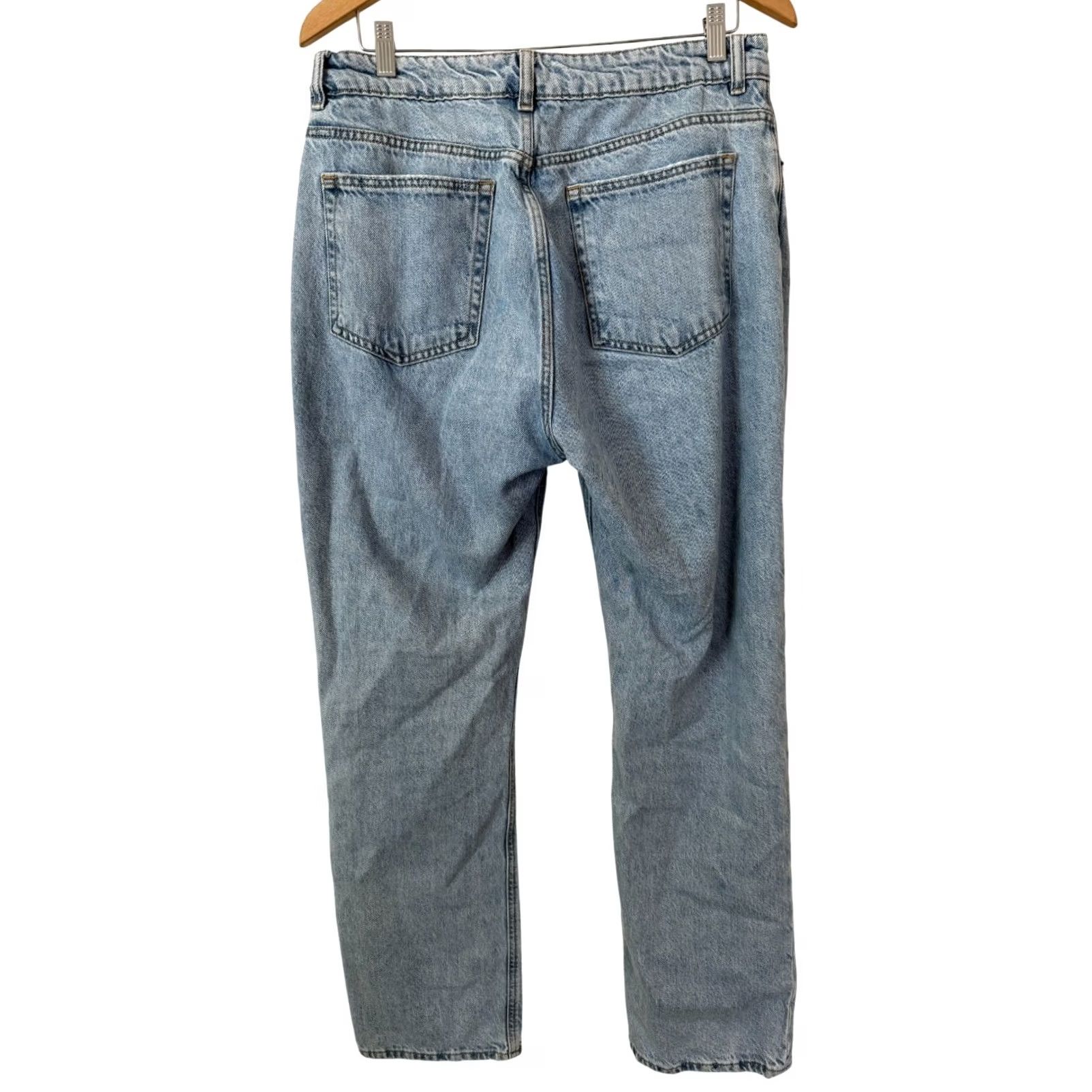 H&M H&M Light Wash High Rise 100% Cotton Straight Denim Jeans Inseam 32" Size 12 Womens Size 24" / US 00 / IT 34 - 2 Thumbnail