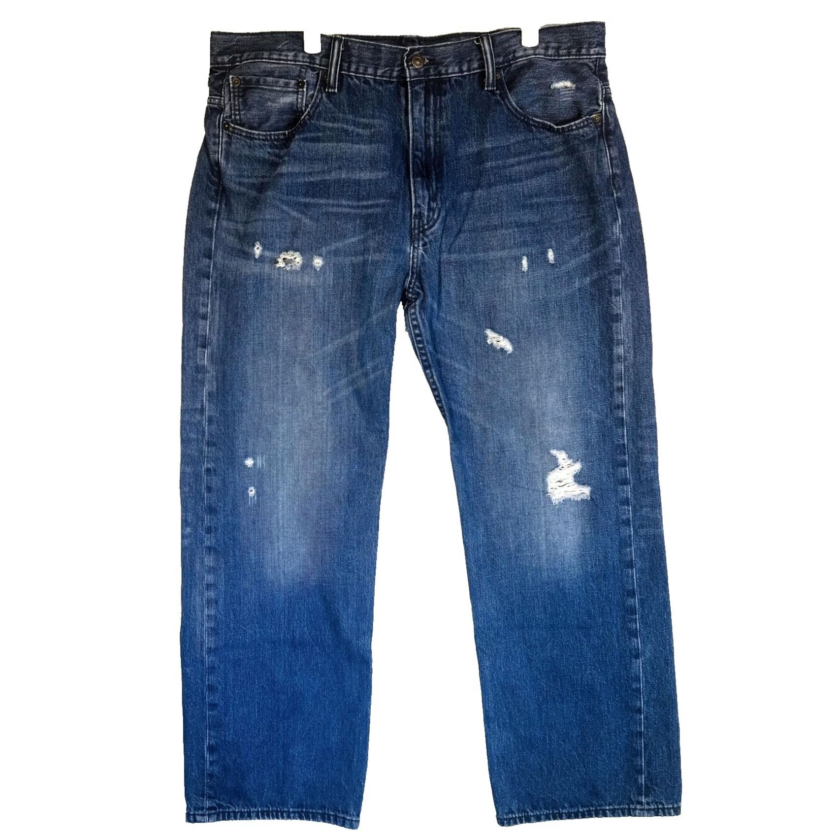 Levi's Levi's 569 Jeans Mens 38x32 Blue Medium Wash Distressed Relaxed Denim Zip Fly Jeans Distressed Pockets Logo 5-Pocket USA 569 Mens Jeans Size US 38 / EU 54 - 5 Thumbnail